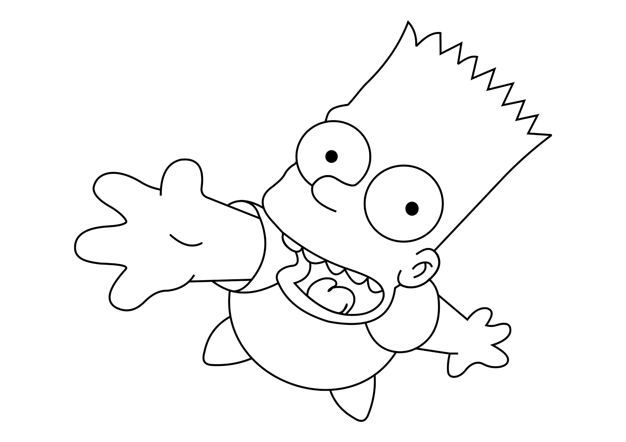 Раскраска Барт Симпсон тянет руку