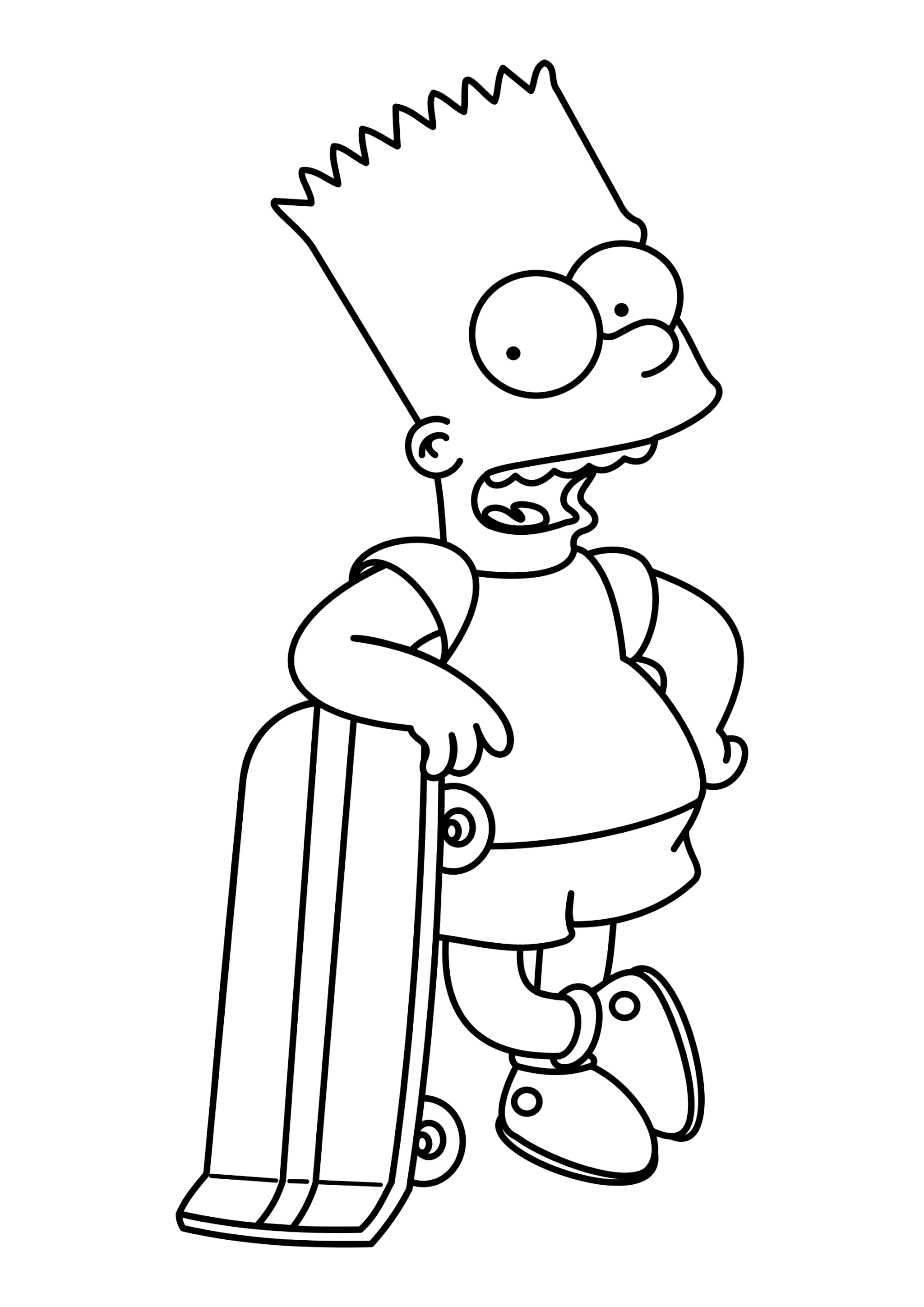 Раскраска Барт со скейтбордом