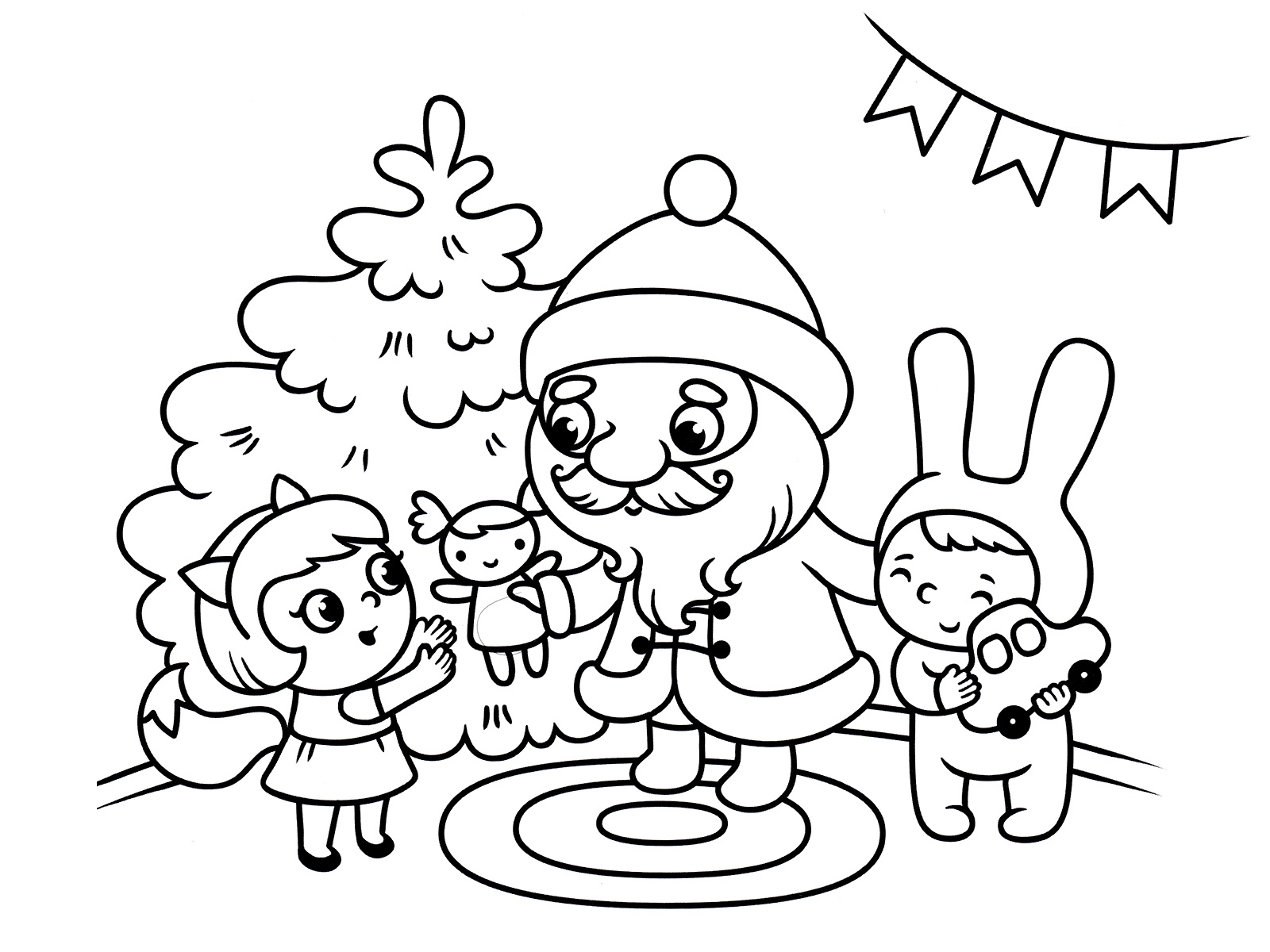 Раскраска Дед Мороз с подарками