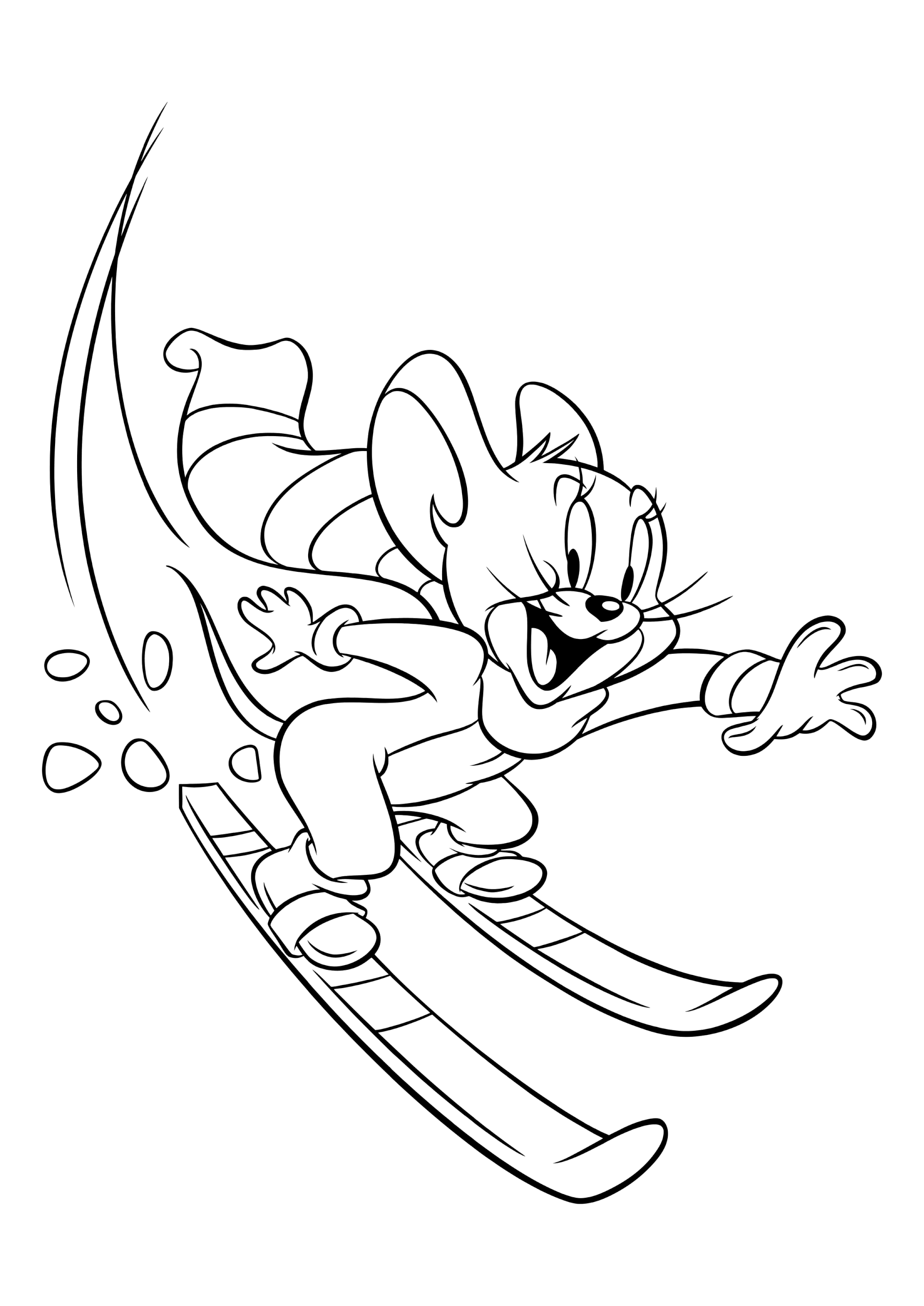 Раскраска Джерри катается на лыжах