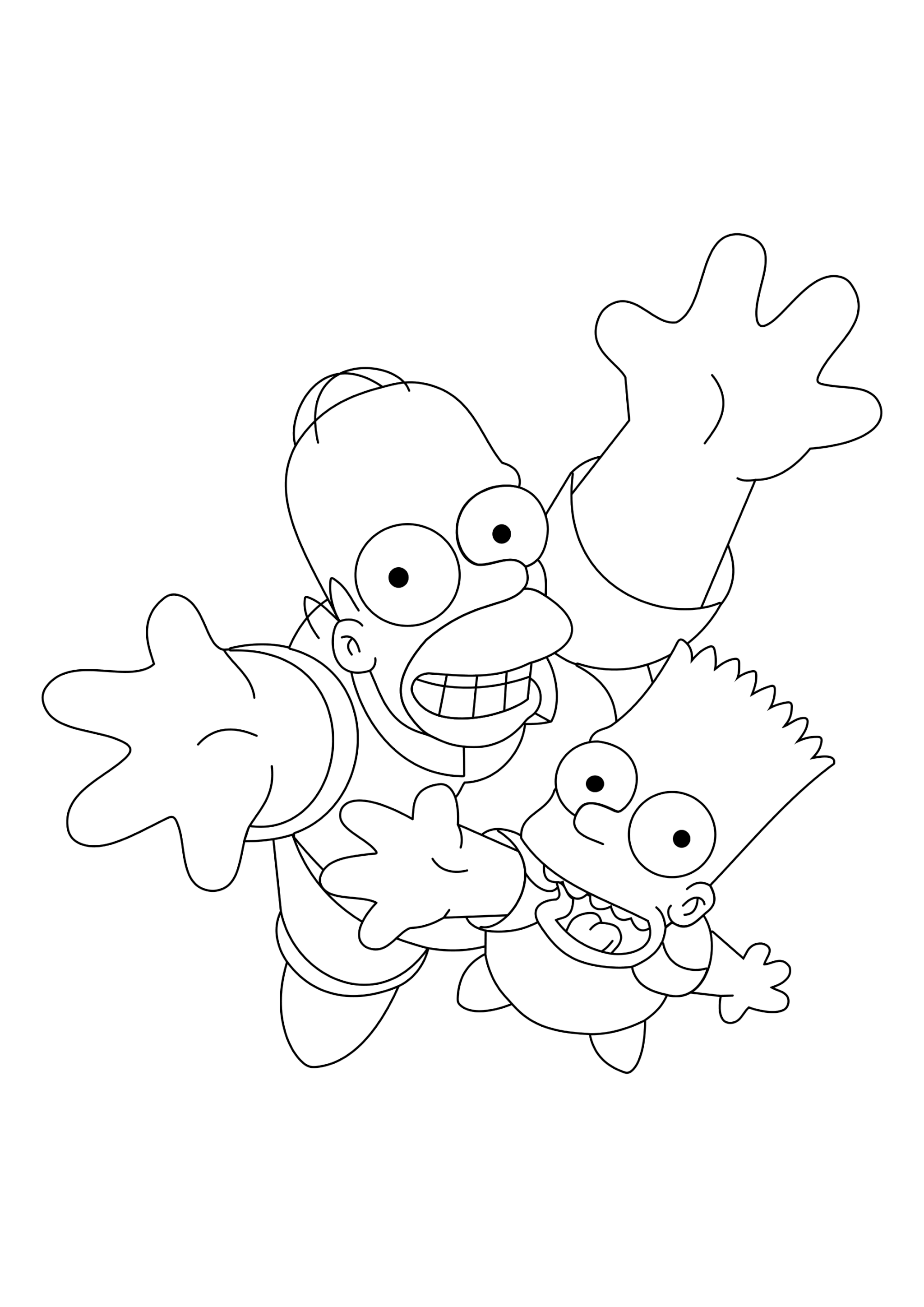 Раскраска Гомер и Барт Симпсоны