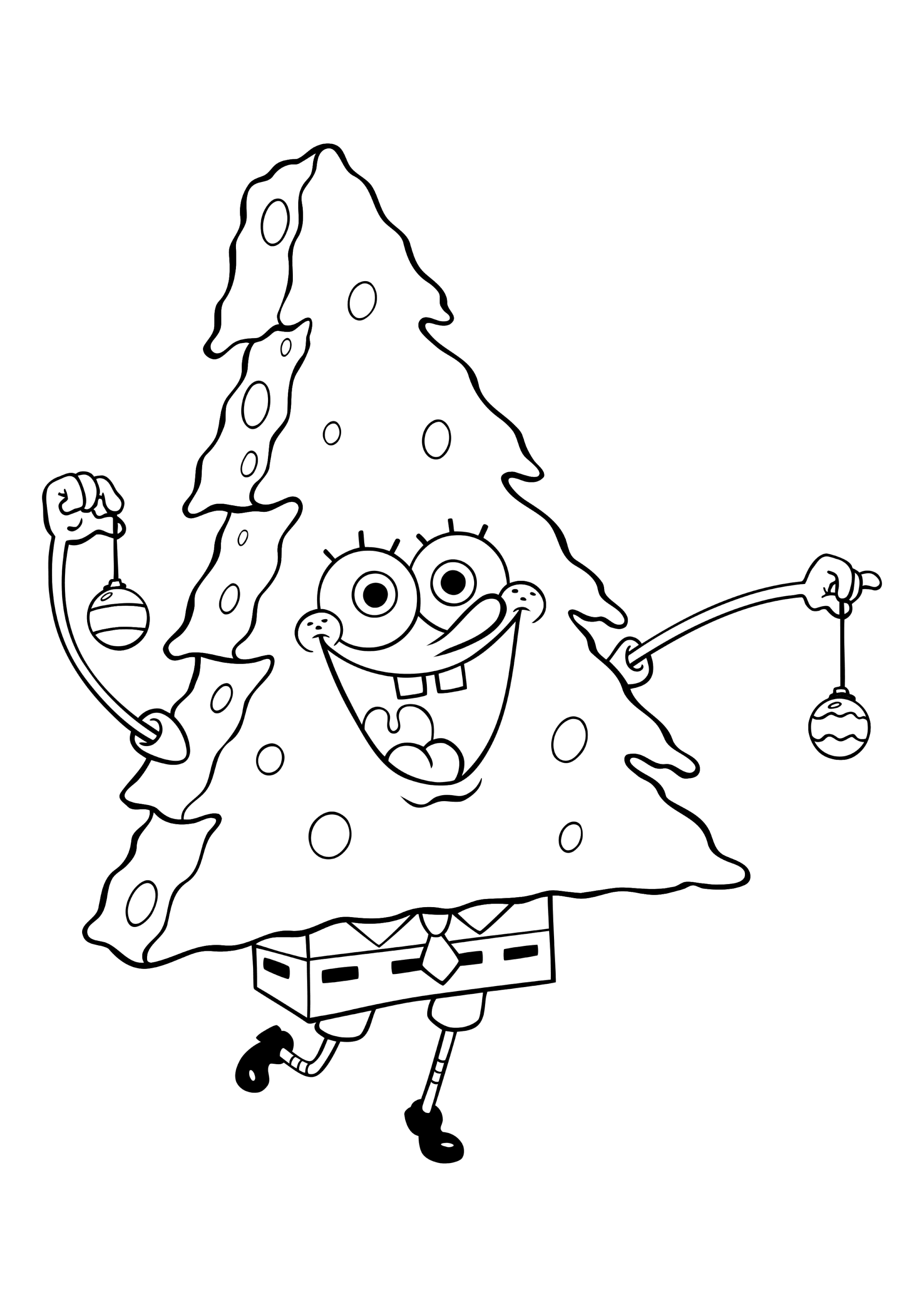 Раскраска Губка Боб - новогодняя ёлочка