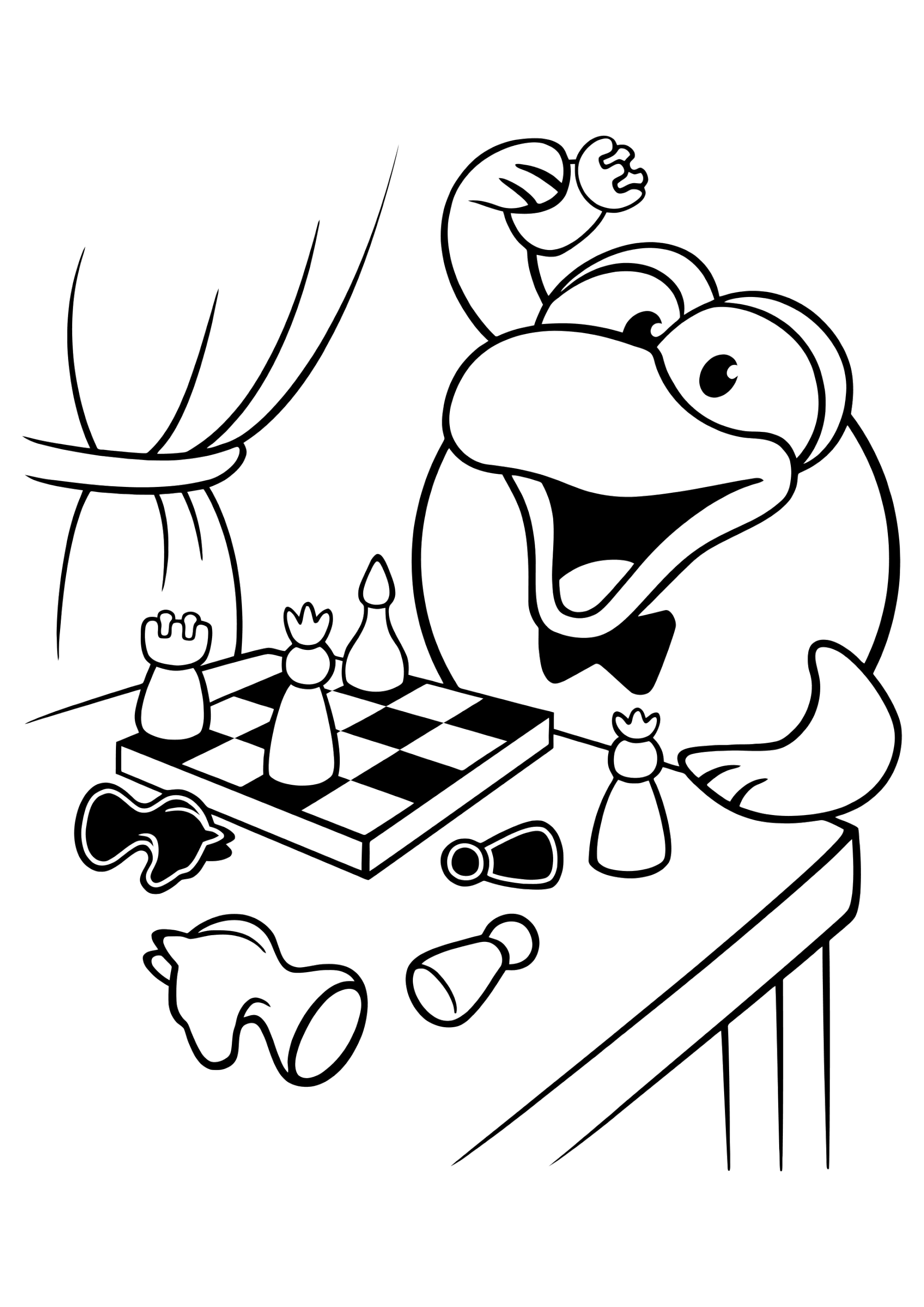 Раскраска Кар-Карыч играет в шахматы