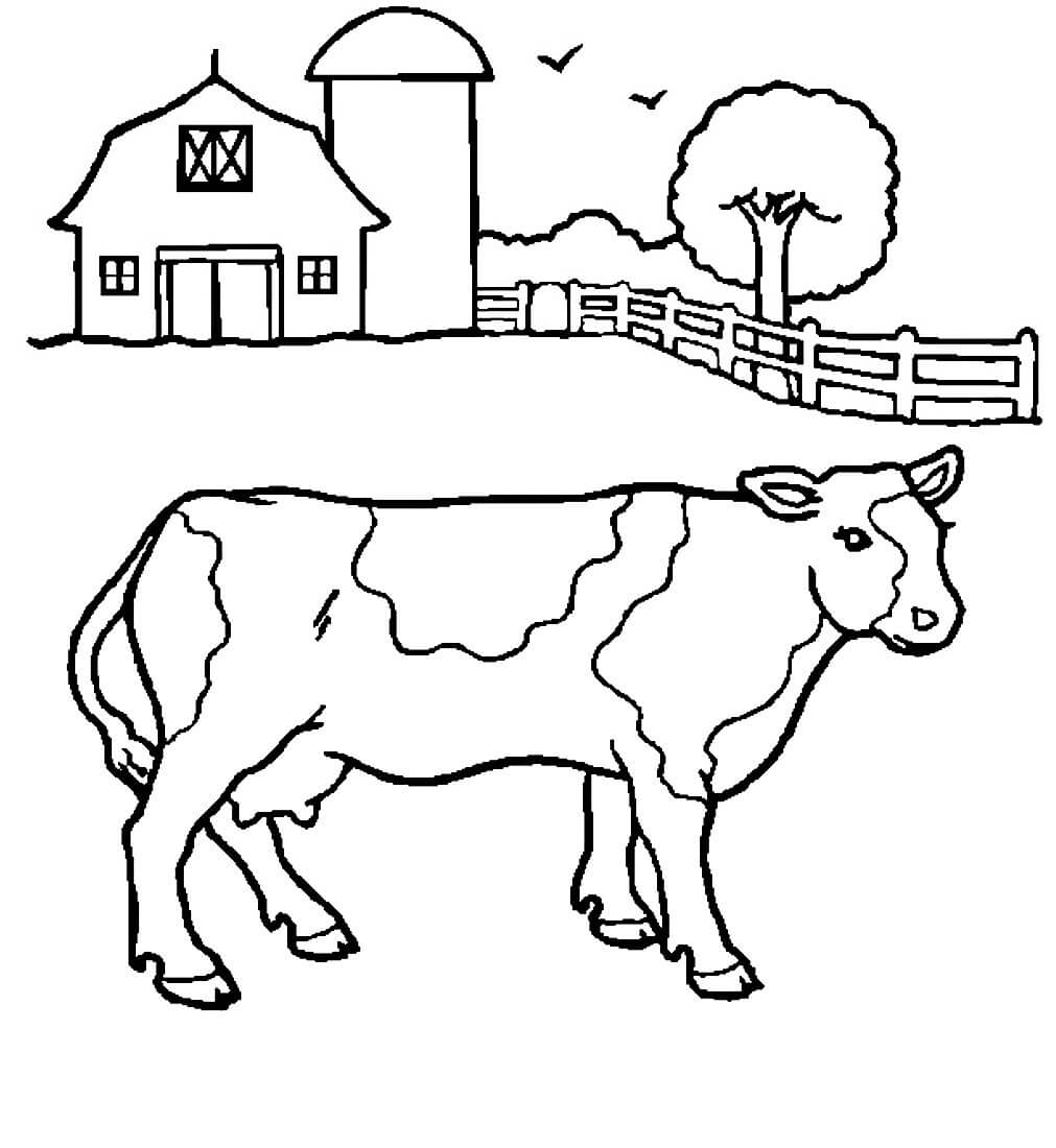 Раскраска Корова на ферме