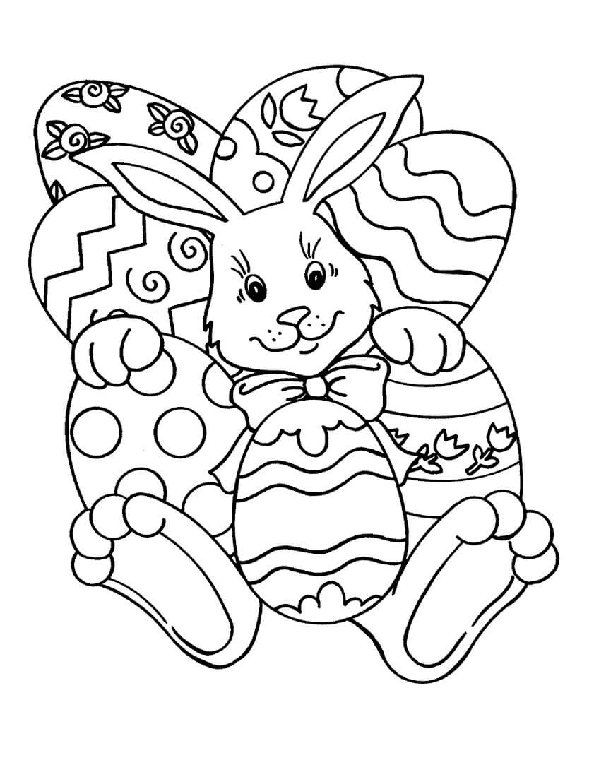Раскраска Кролик и расписные яйца