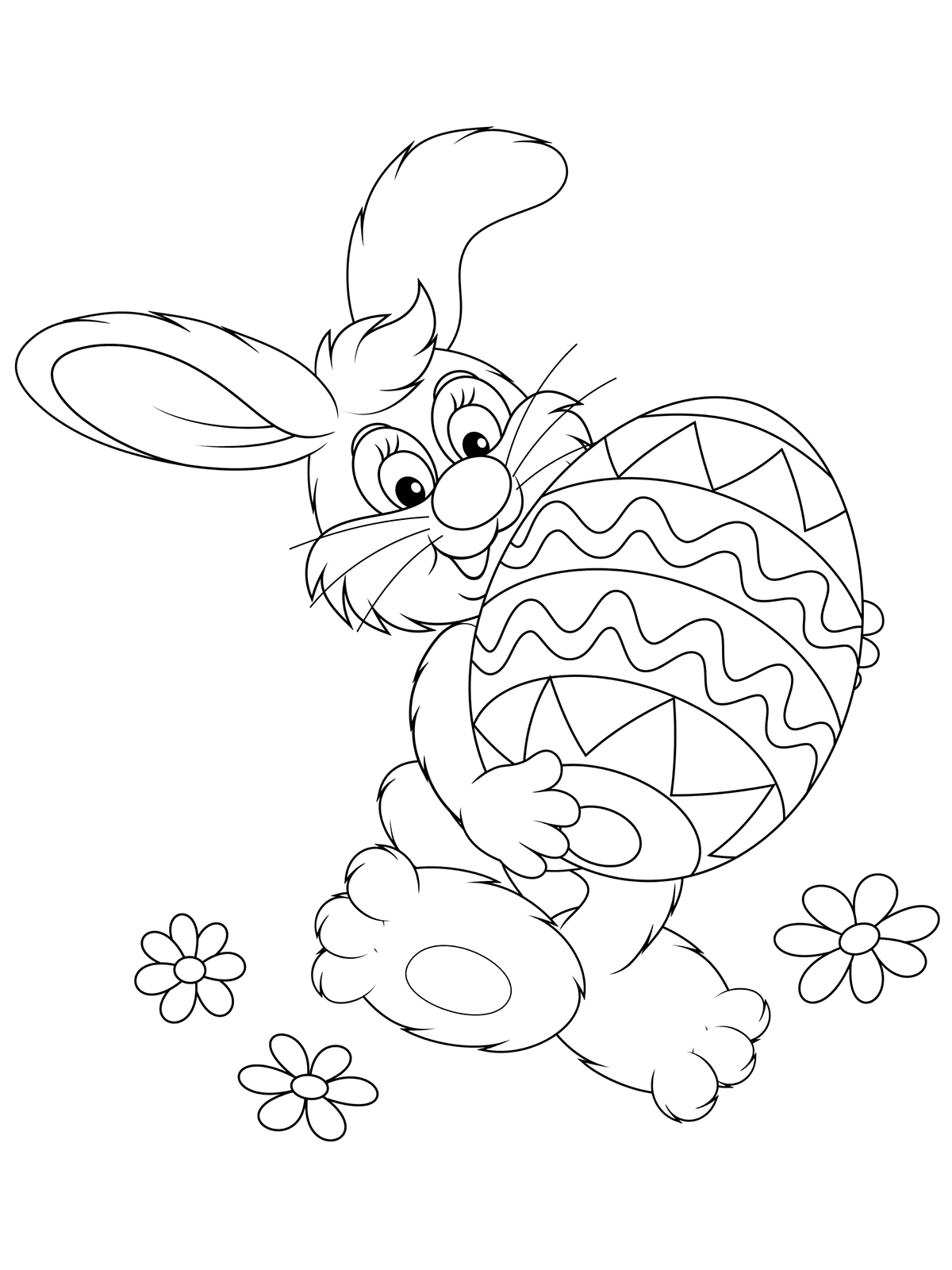 Раскраска Кролик несёт пасхальное яйцо