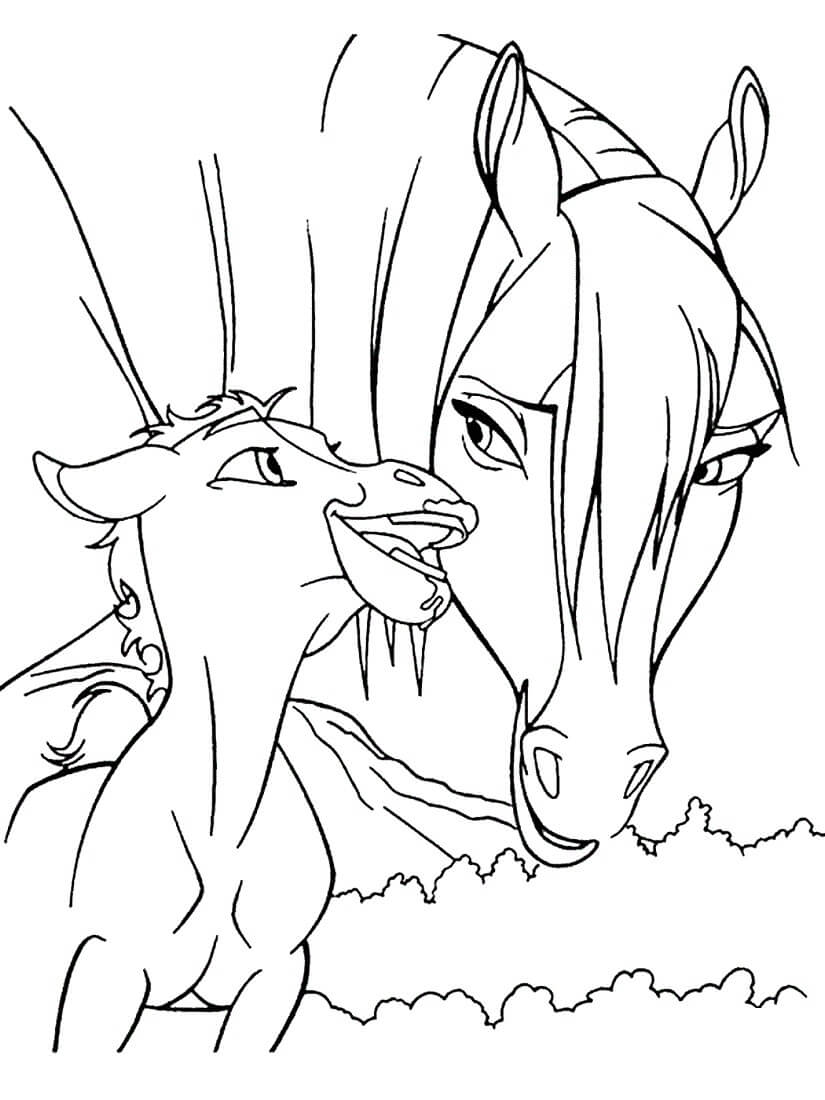Раскраска Лошадь с жеребёнком