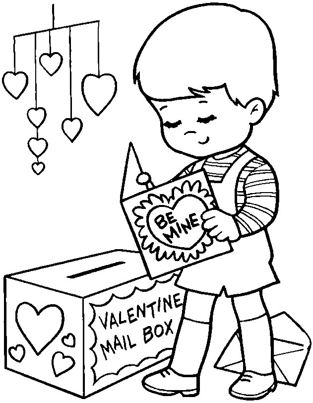 Раскраска Мальчик и День святого Валентина