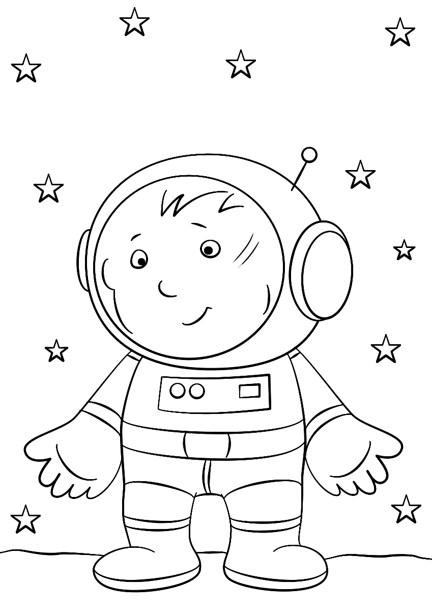 Раскраска Маленький космонавт