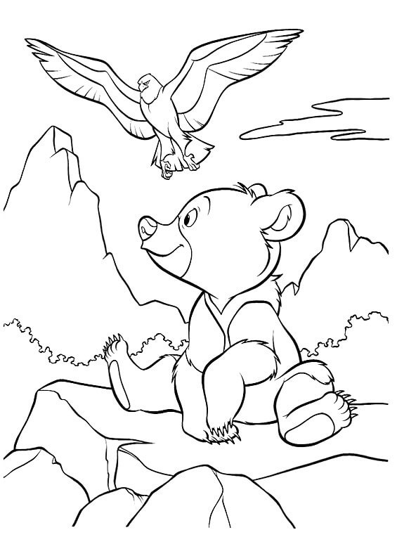 Раскраска Медвежонок на горе