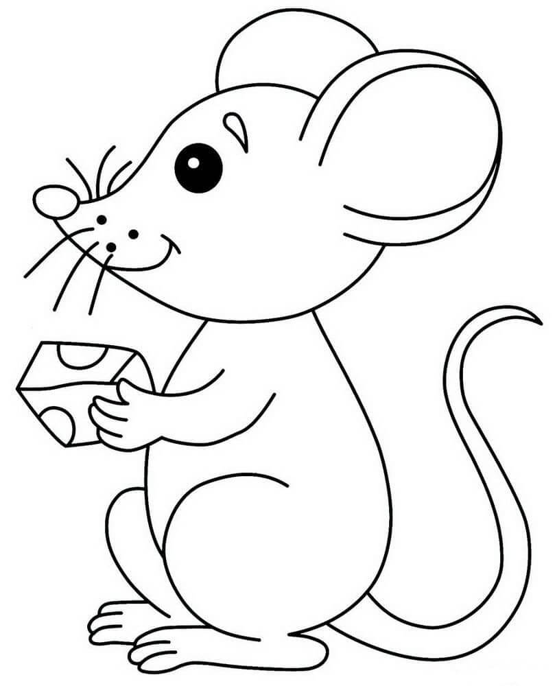 Раскраска Мышка обожает сыр