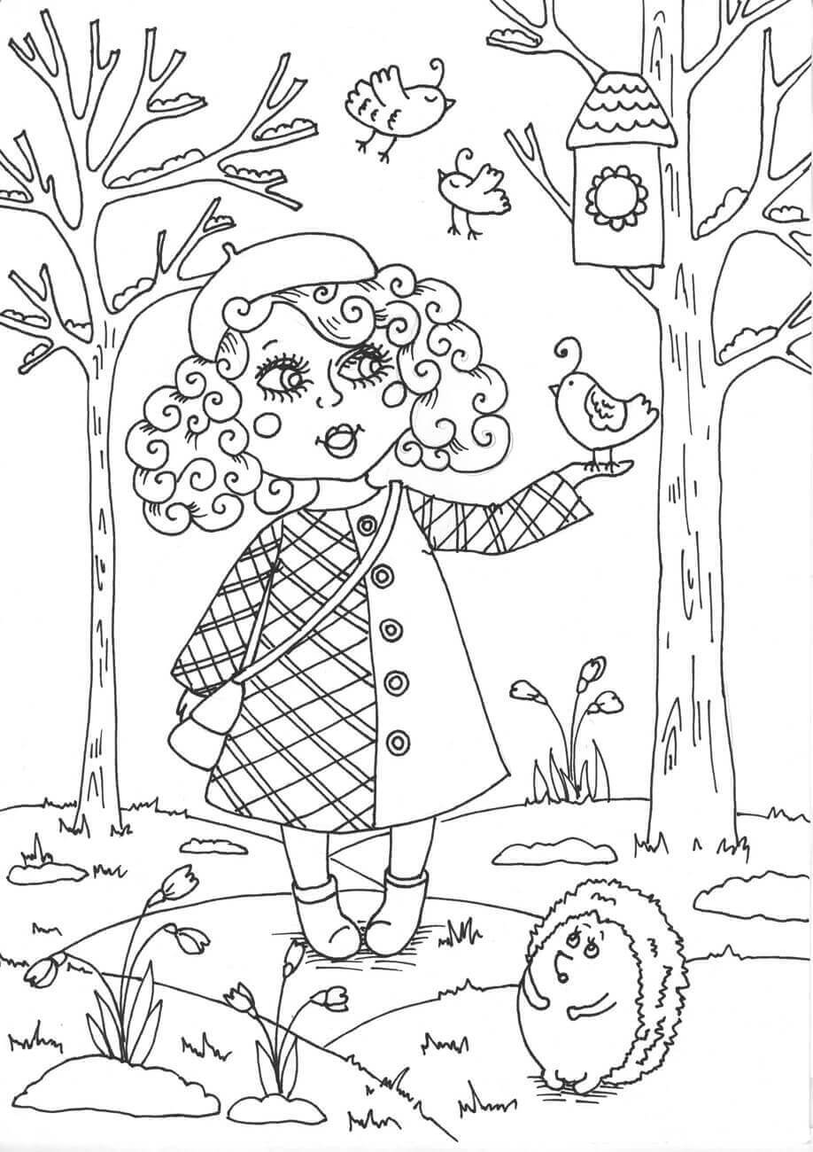 Раскраска Осенняя девочка