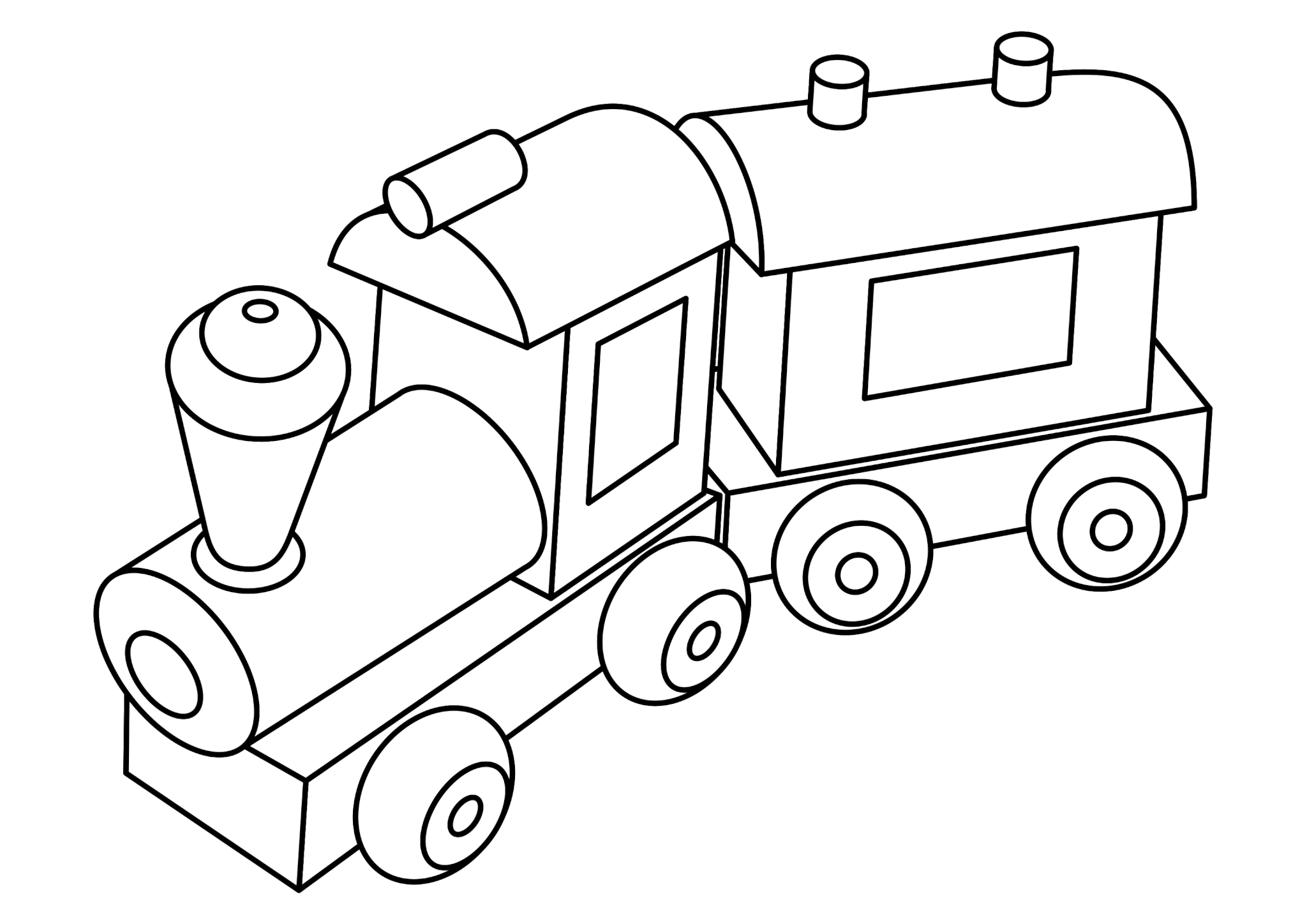 Раскраска Паровозик с вагоном