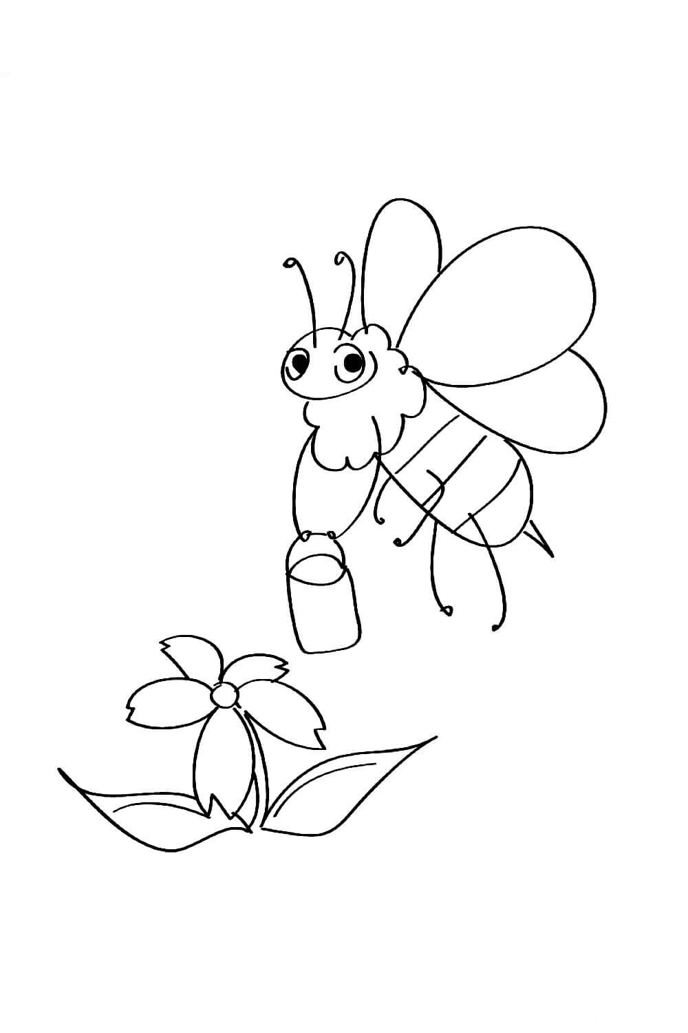 Раскраска Пчёлка и цветочек