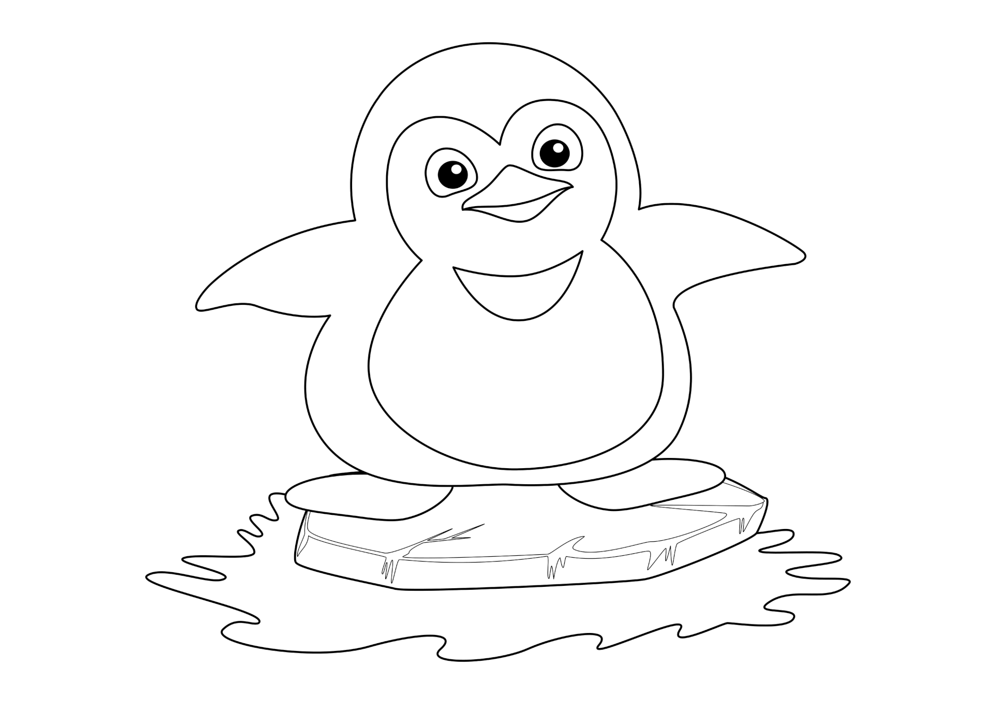 Раскраска Пингвинёнок на льдине