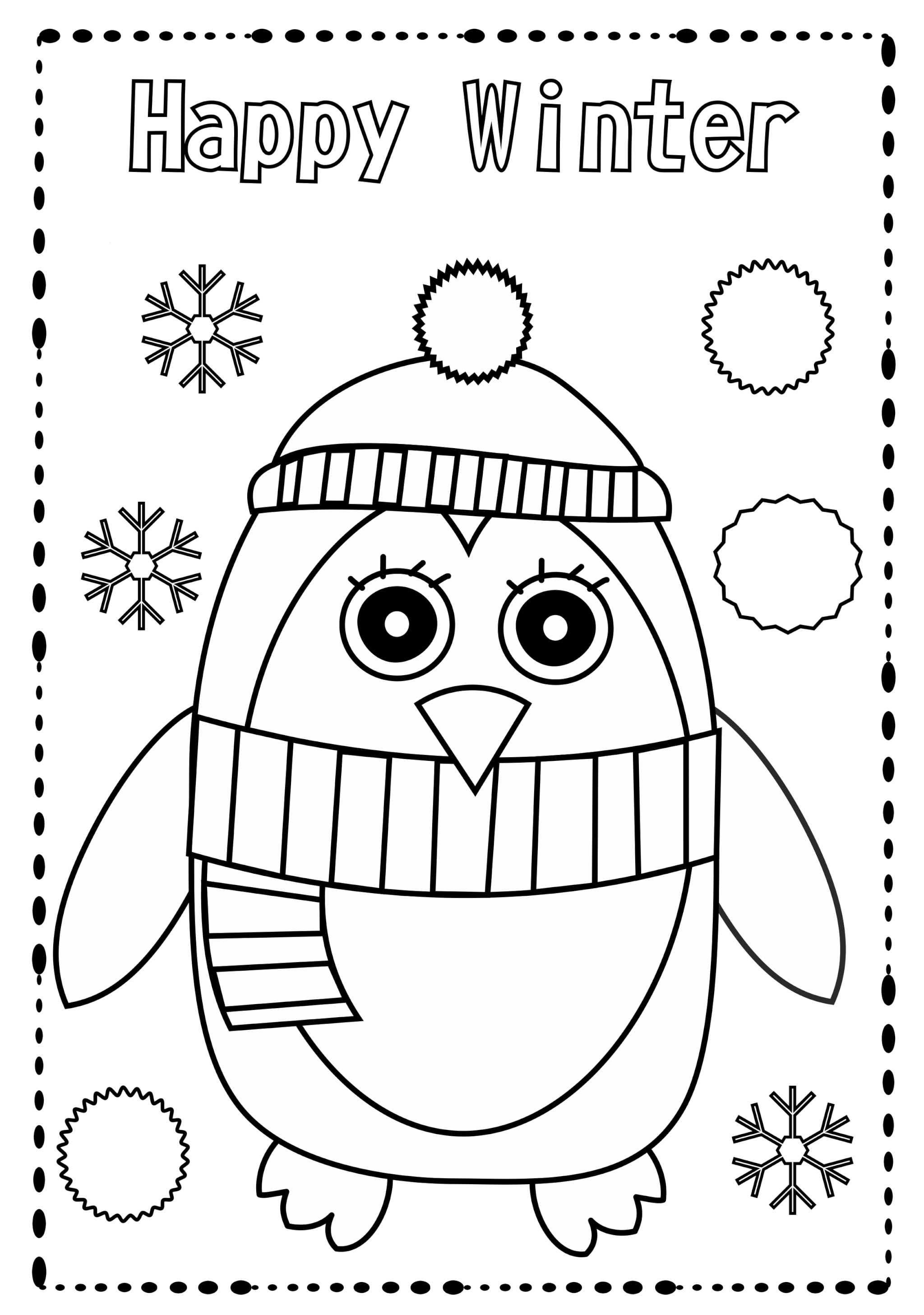 Раскраска Пингвинёнок зимой