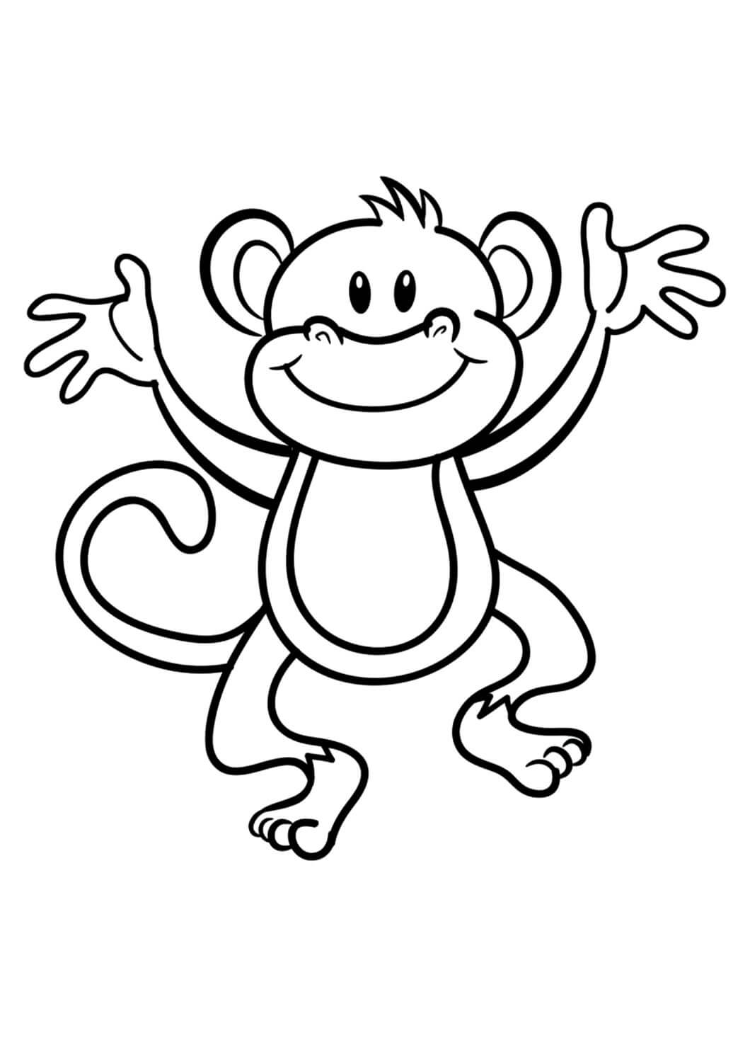 Раскраска Радостная обезьянка