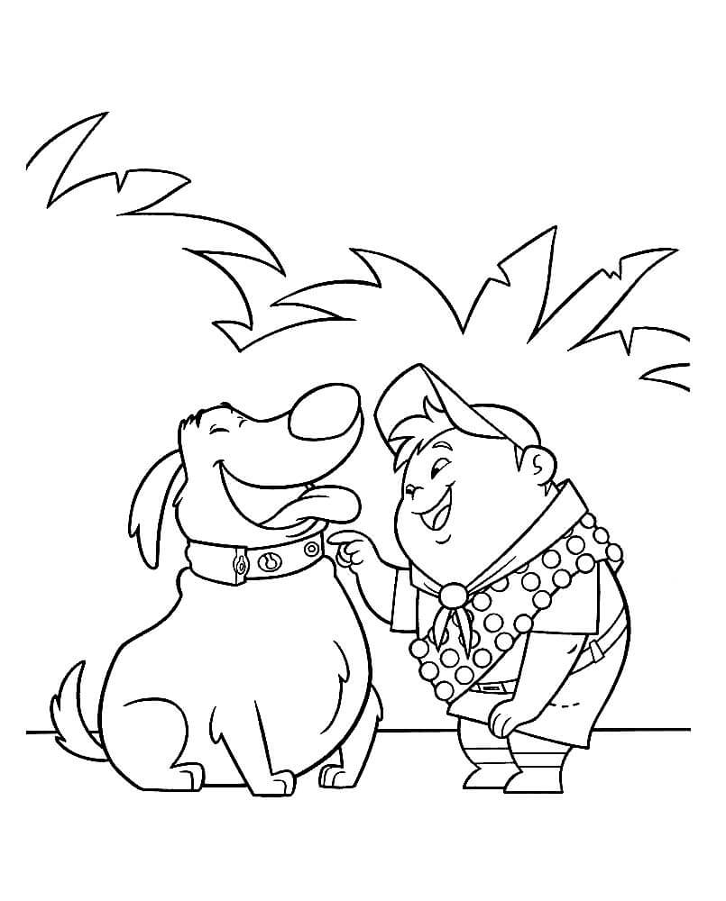 Раскраска Рассел и пёс Даг