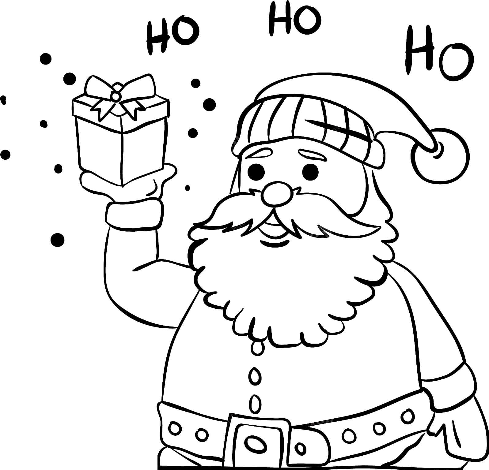 Раскраска Санта Клаус с подарком