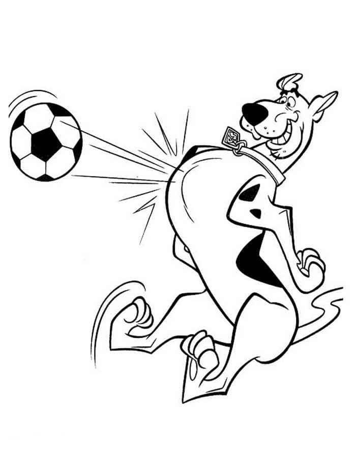 Раскраска Скуби-Ду играет в футбол