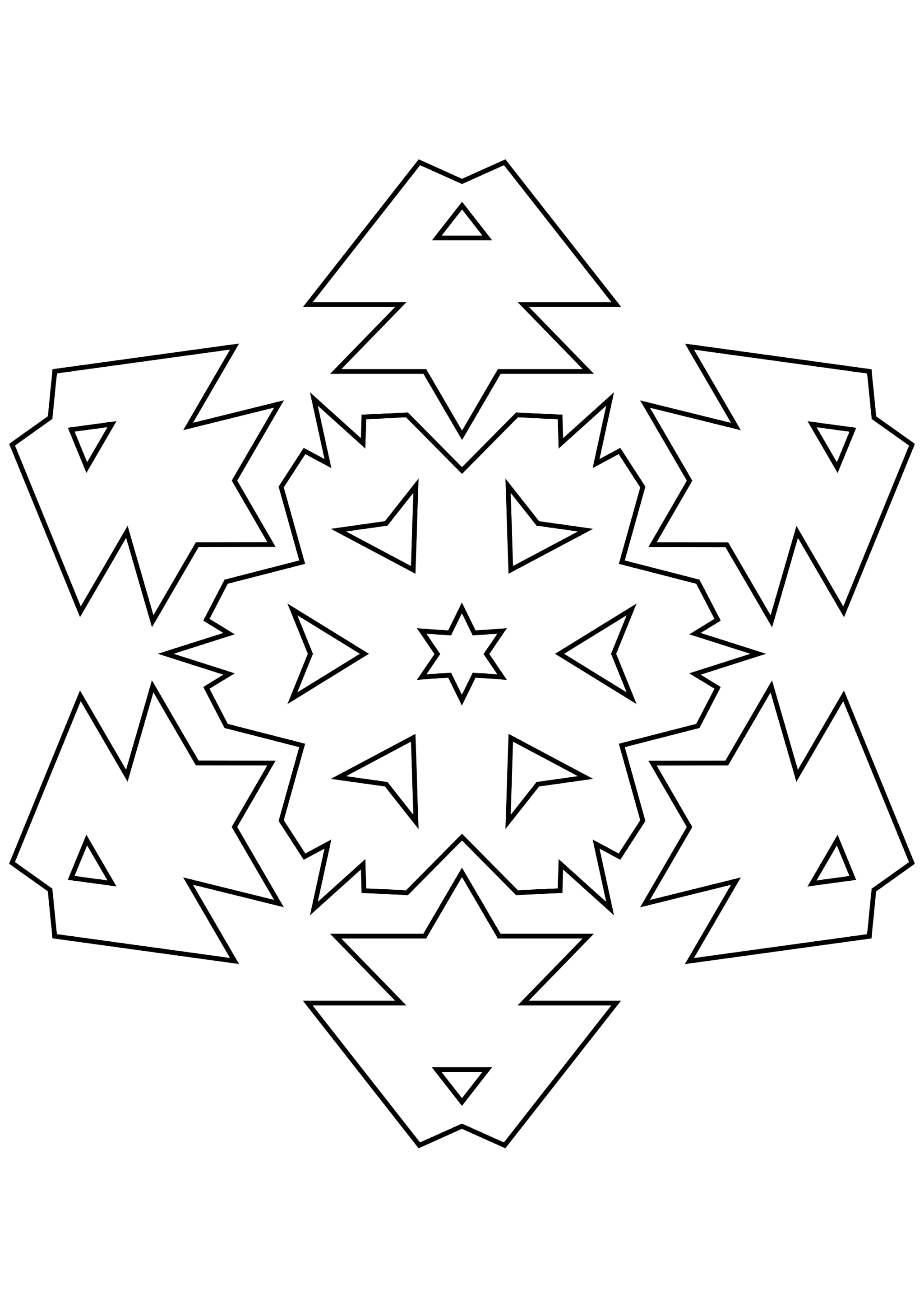 Шаблон для вырезания Снежинка с треугольниками