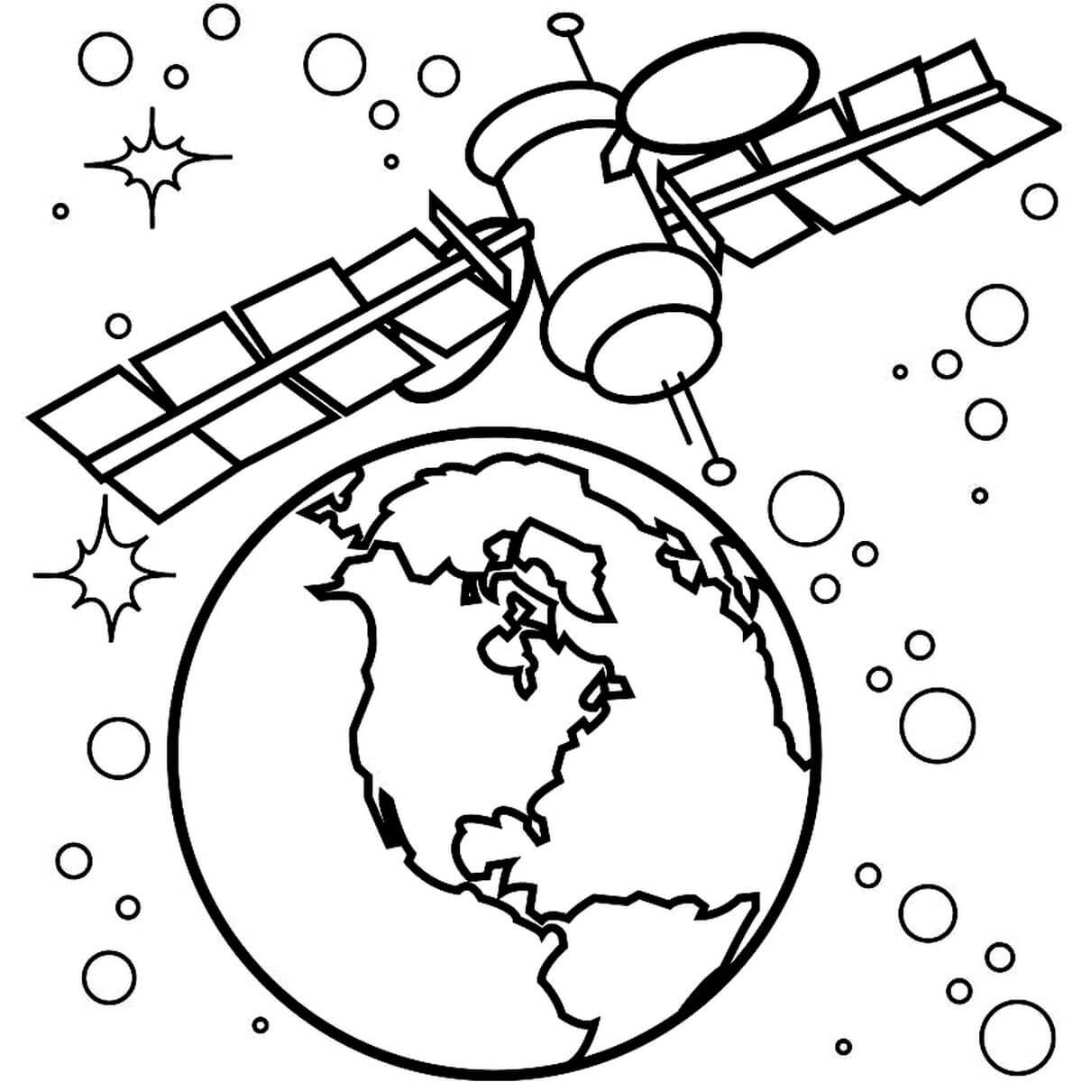 Раскраска Спутник в космосе