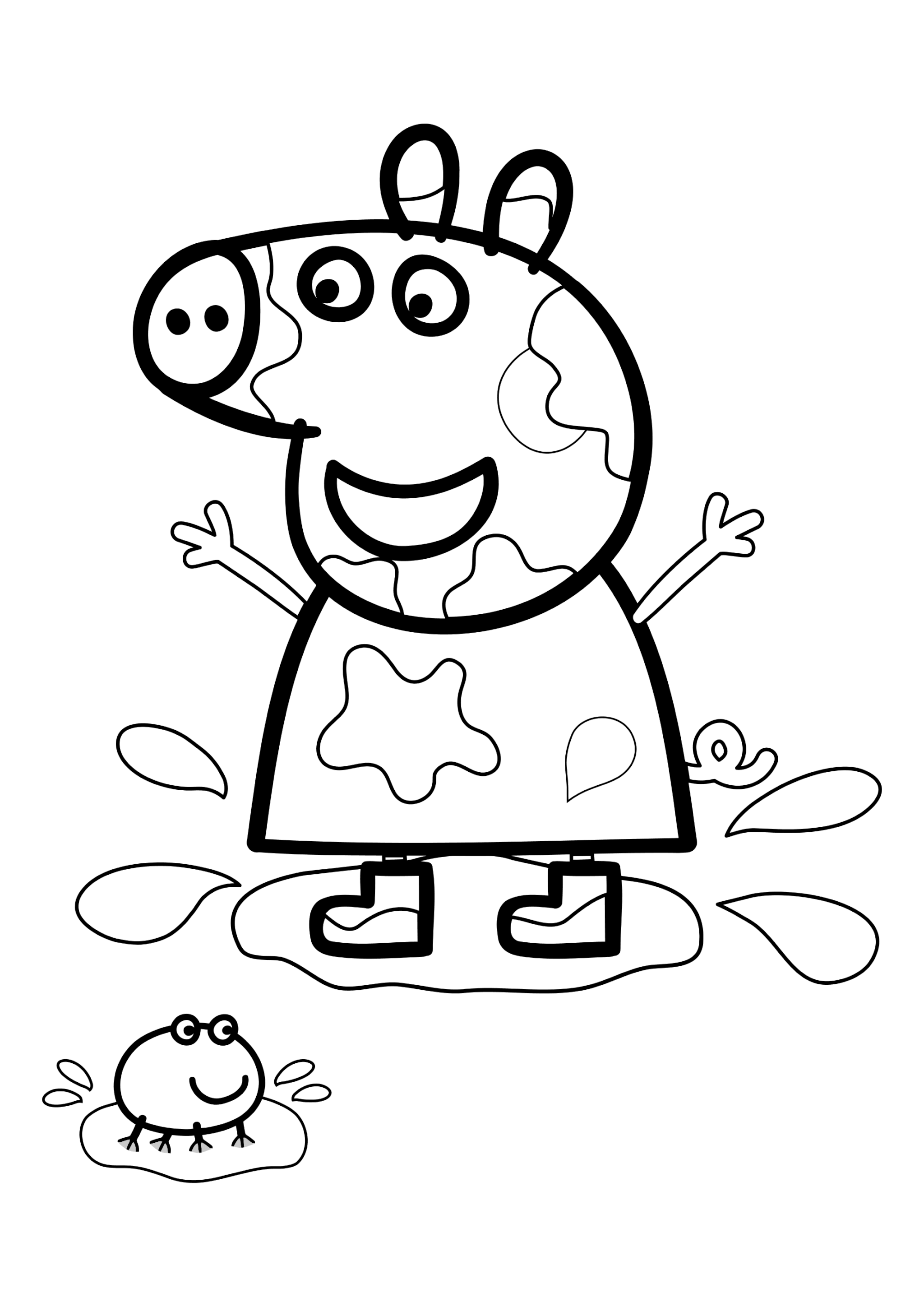 Раскраска Свинка Пеппа и лягушка