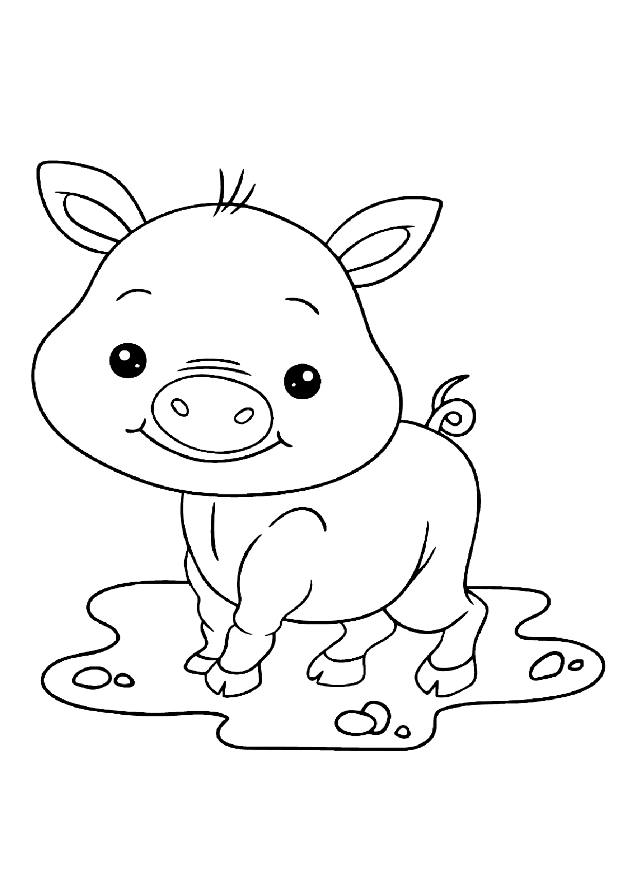 Раскраска Свинка в лужице