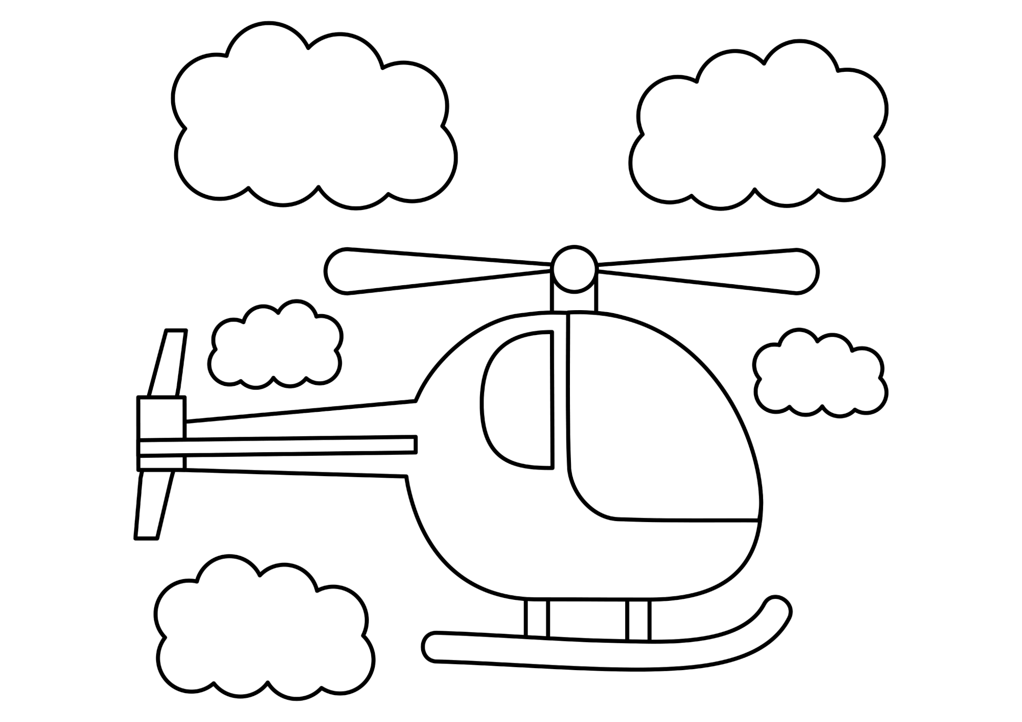 Раскраска Вертолет среди облаков