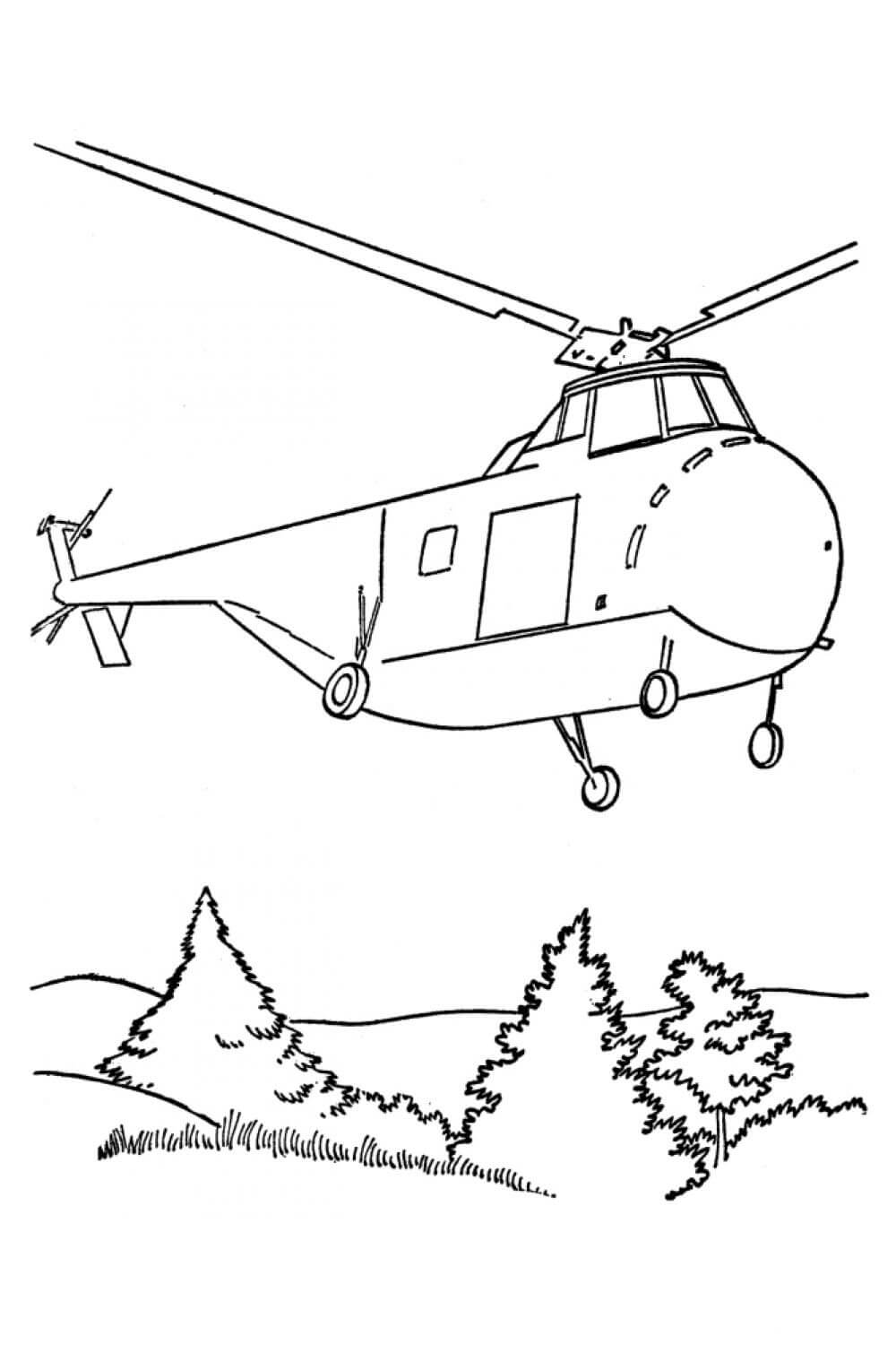 Раскраска Вертолёт к Дню защитника Отечества