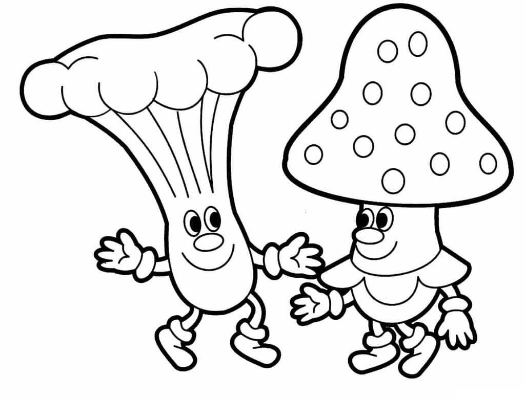 Раскраска Весёлые грибы