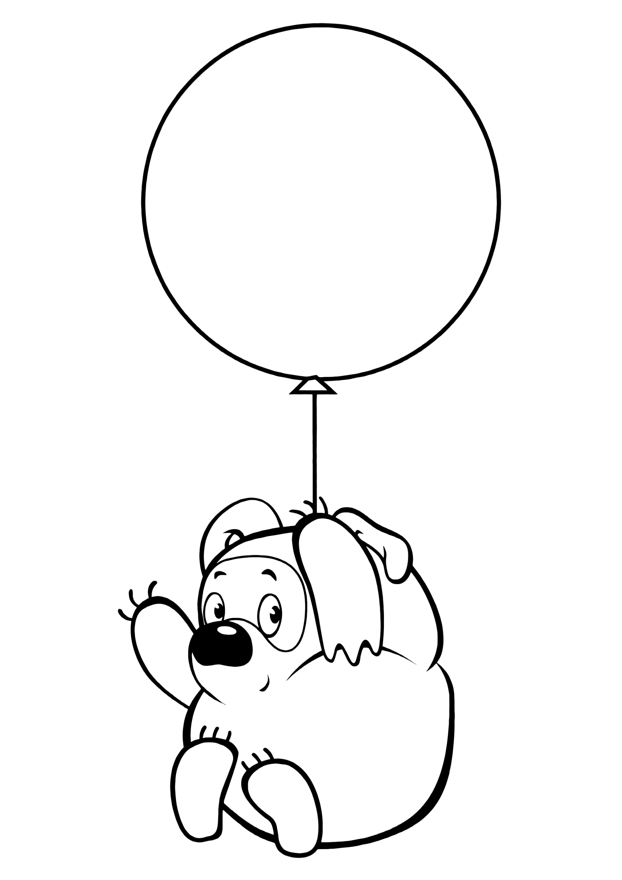 Раскраска Винни Пух на воздушном шаре