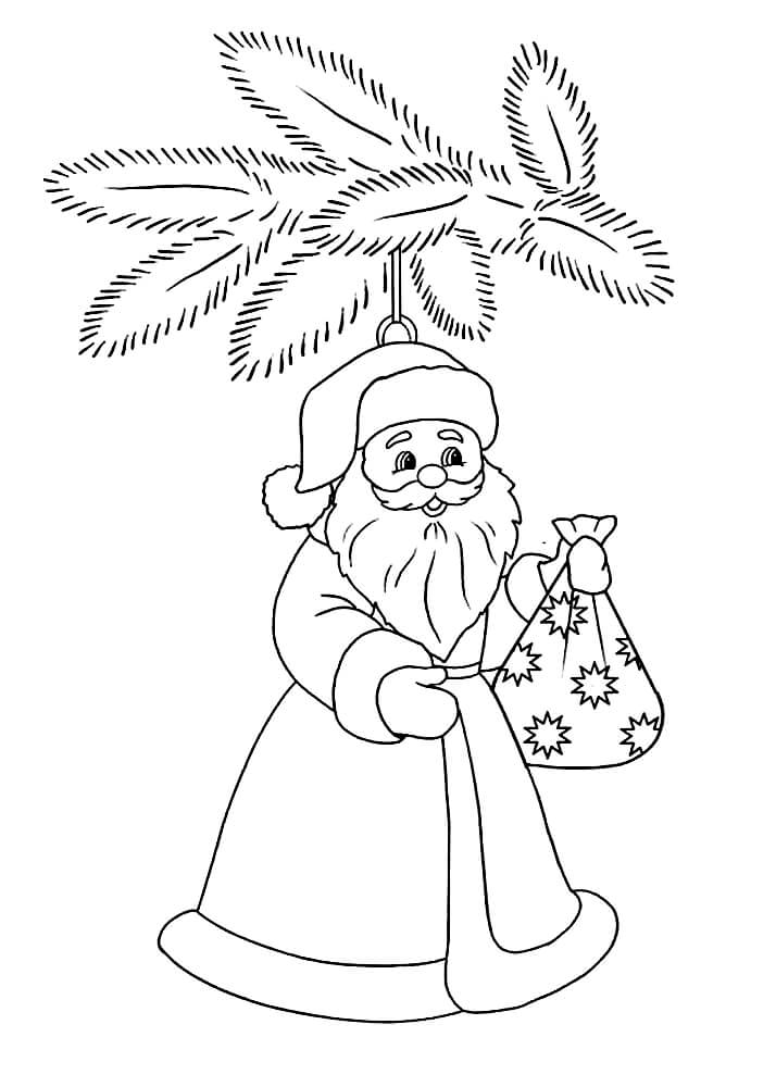 Раскраска Ёлочная игрушка с Дедом Морозом