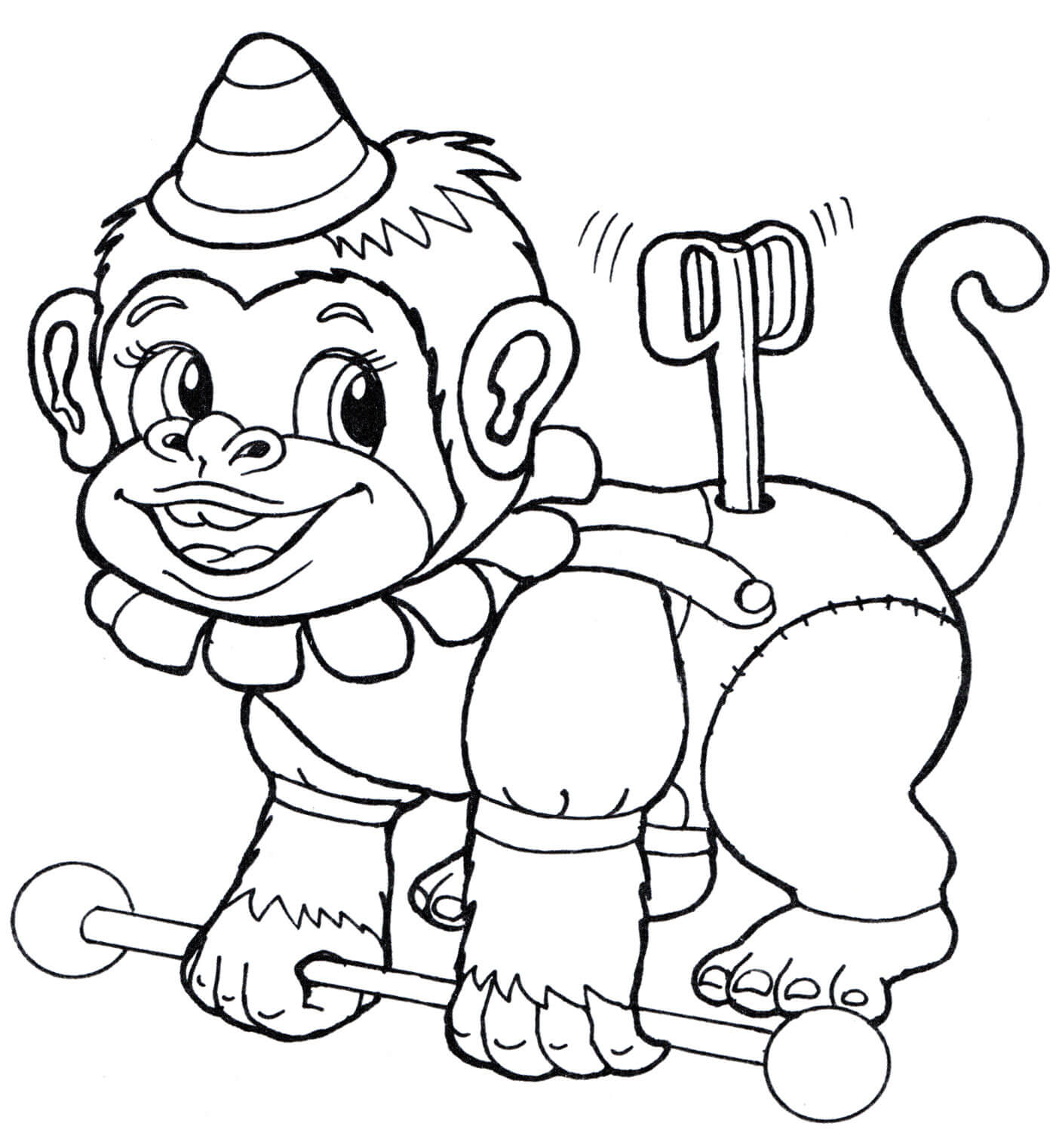 Раскраска Заводная обезьянка