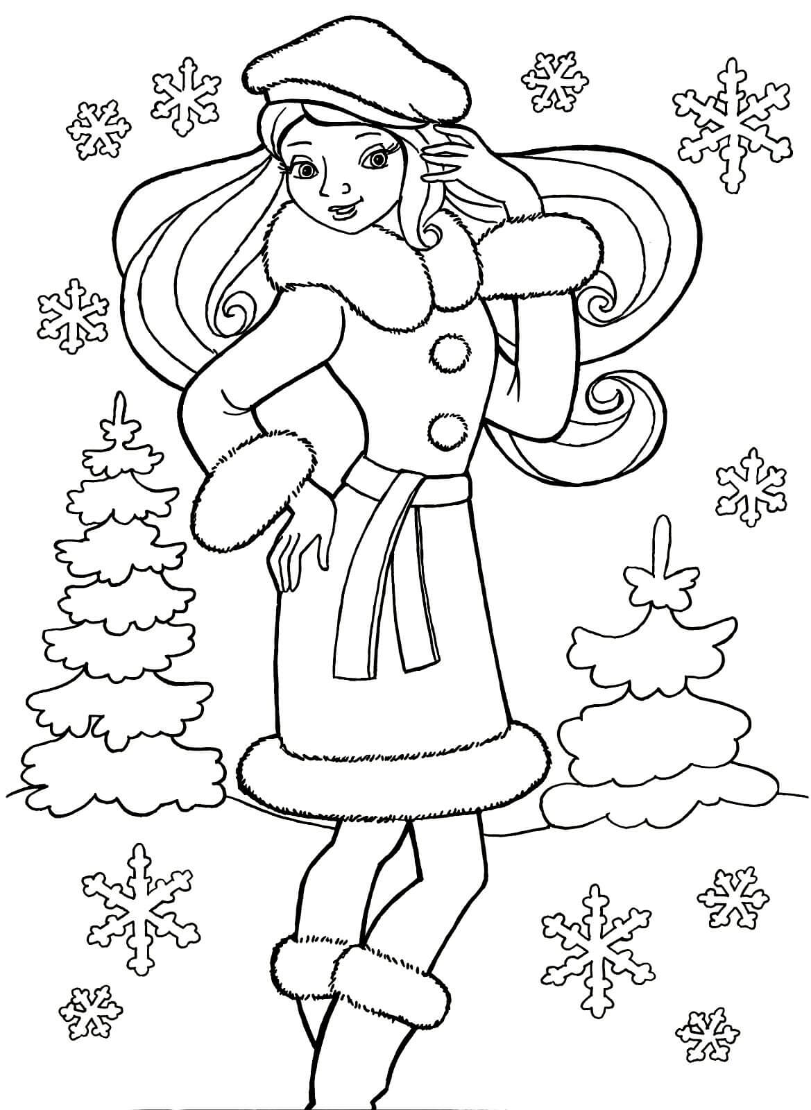 Раскраска Зимняя девочка