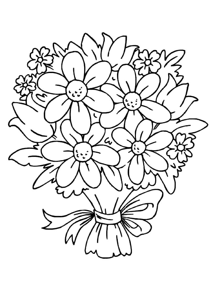 Раскраска Букет весенних цветов