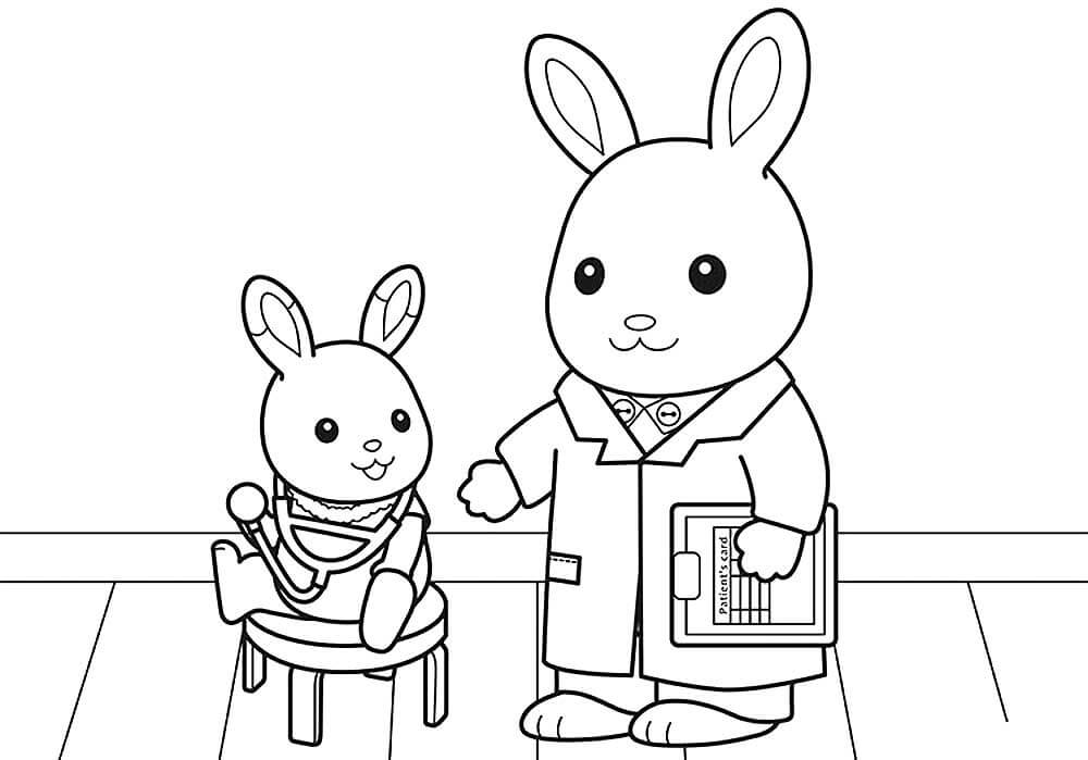 Раскраска Кролик у врача