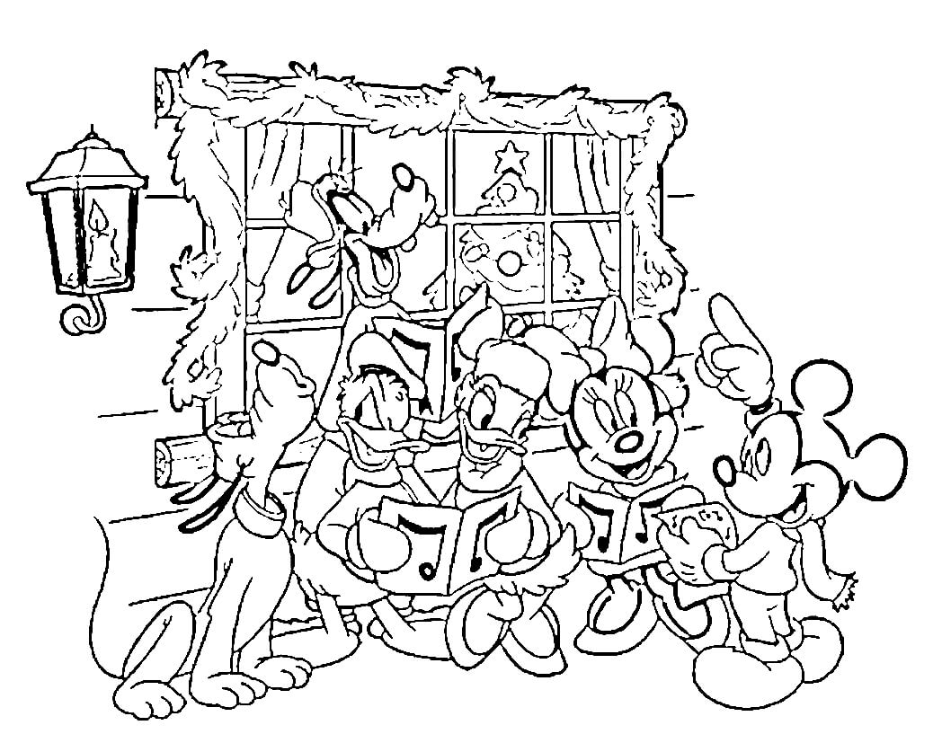 Раскраска Микки Маус и его друзья поют песенку
