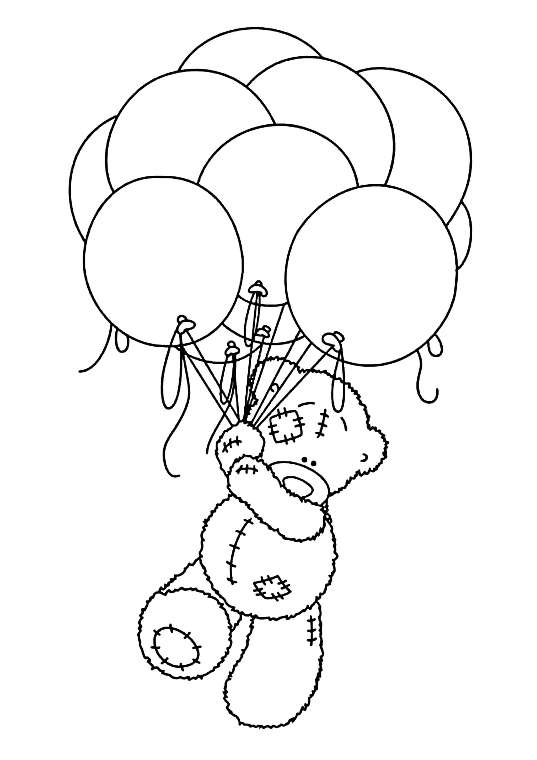 Раскраска Мишка с шариками 8 марта