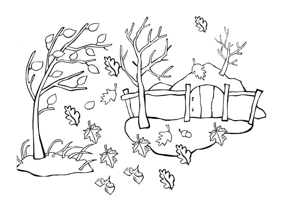 Раскраска Осенний дворик
