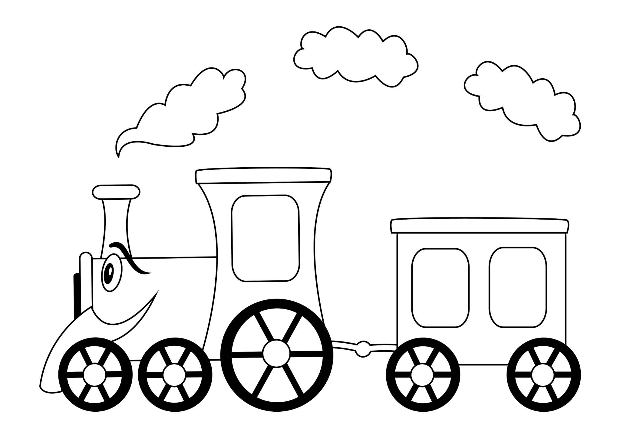 Раскраска Паровозик с вагоном