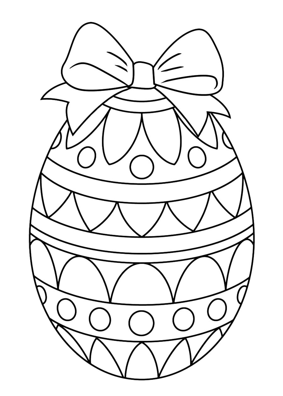 Раскраска Пасхальное яйцо с бантиком