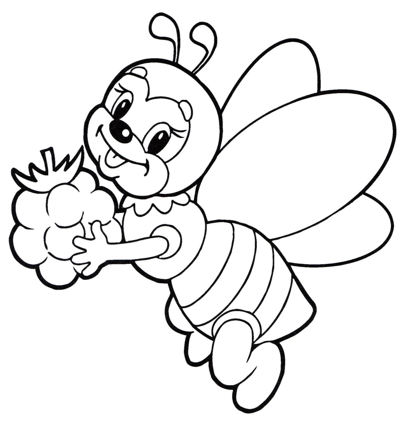 Раскраска Пчелка с ягодкой
