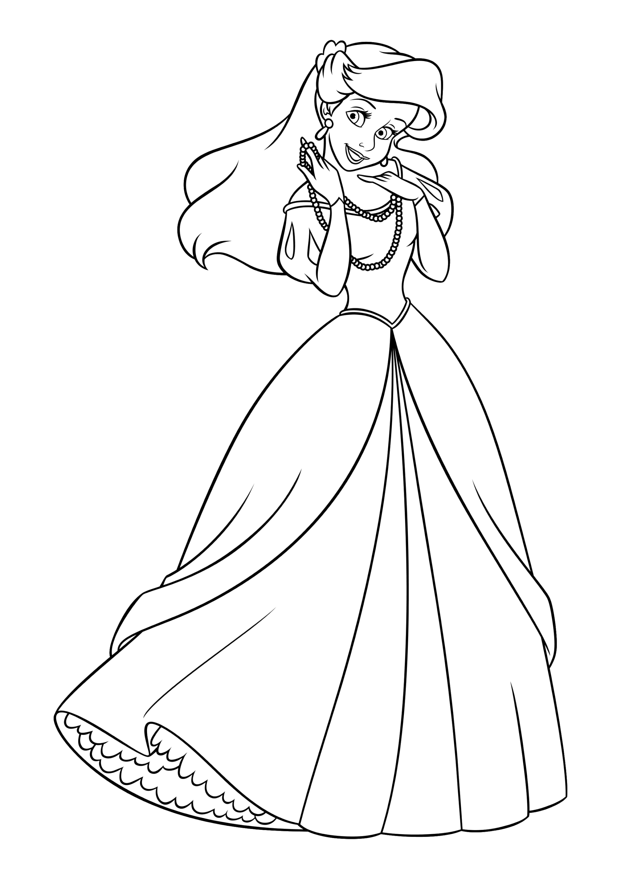 Раскраска Принцесса Ариэль в бальном платье