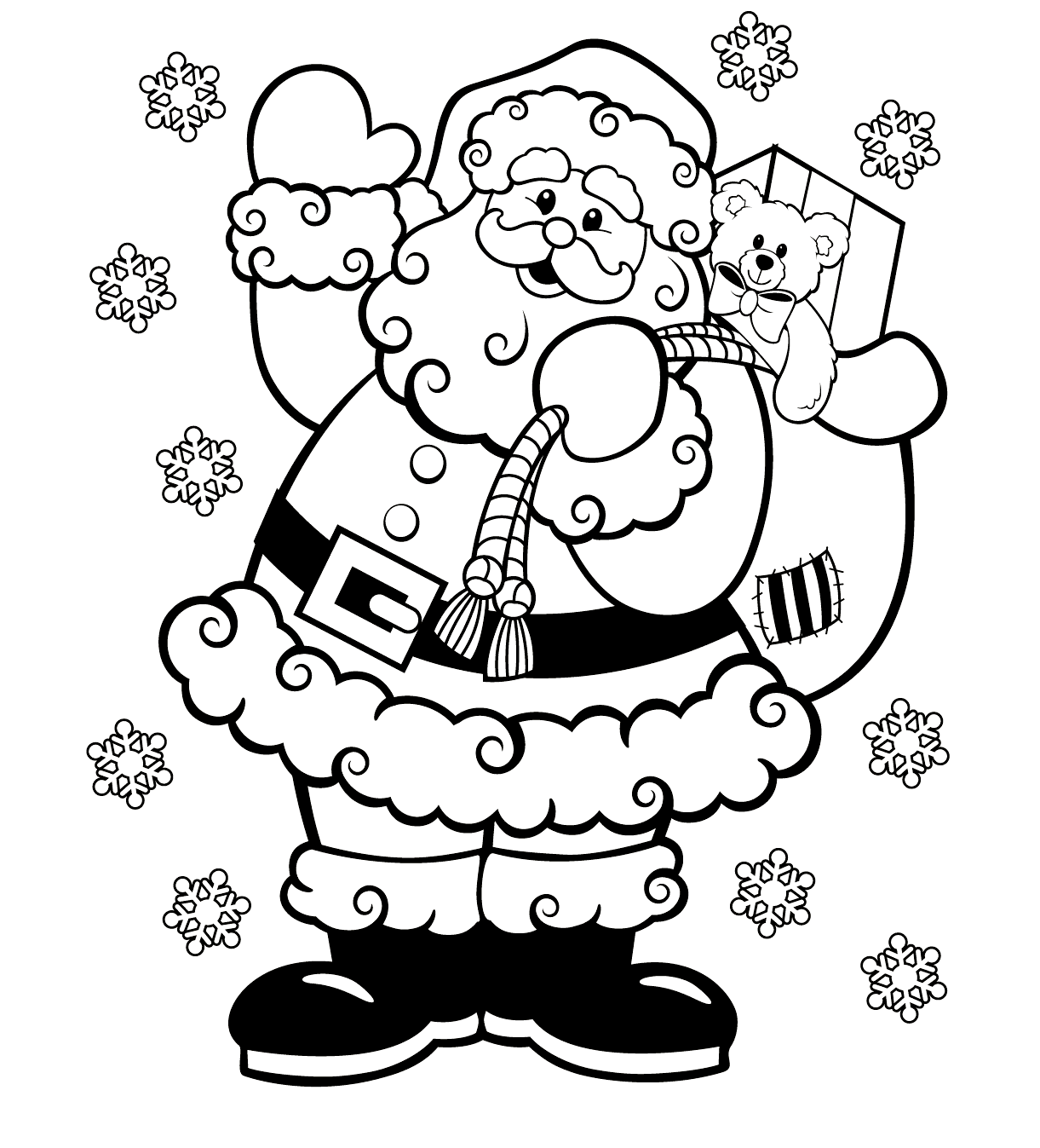 Раскраска Дед Мороз со Снегурочкой распечатать бесплатно