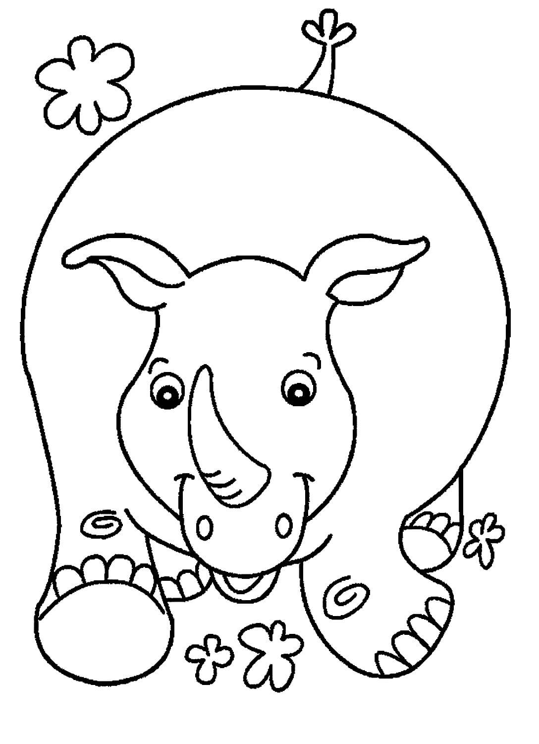 Раскраска Радостный носорог