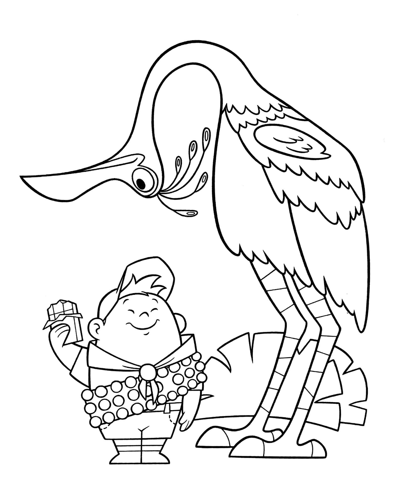 Раскраска Рассел и редкая птица Кевин