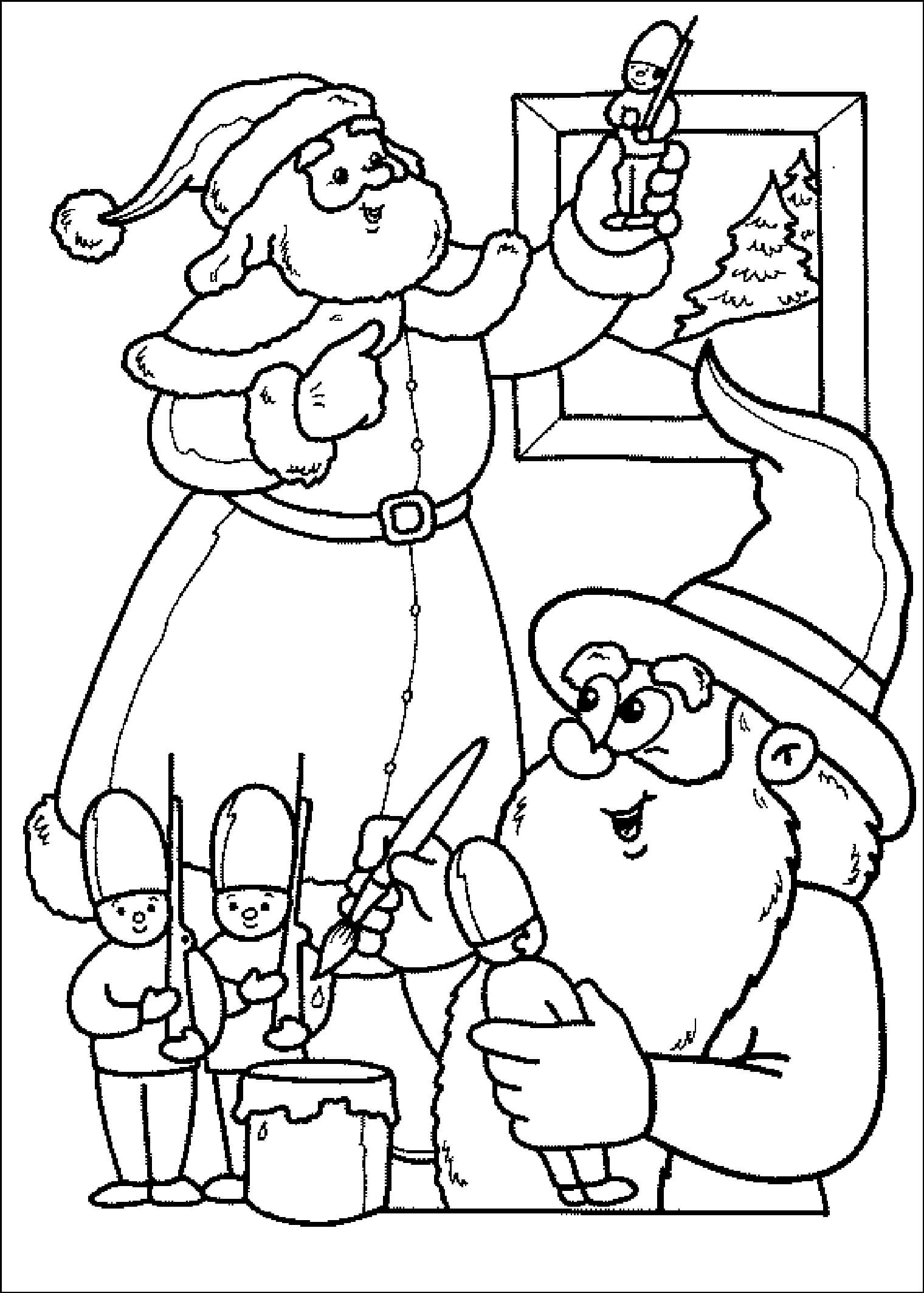 Раскраска Санта Клаус и гномик