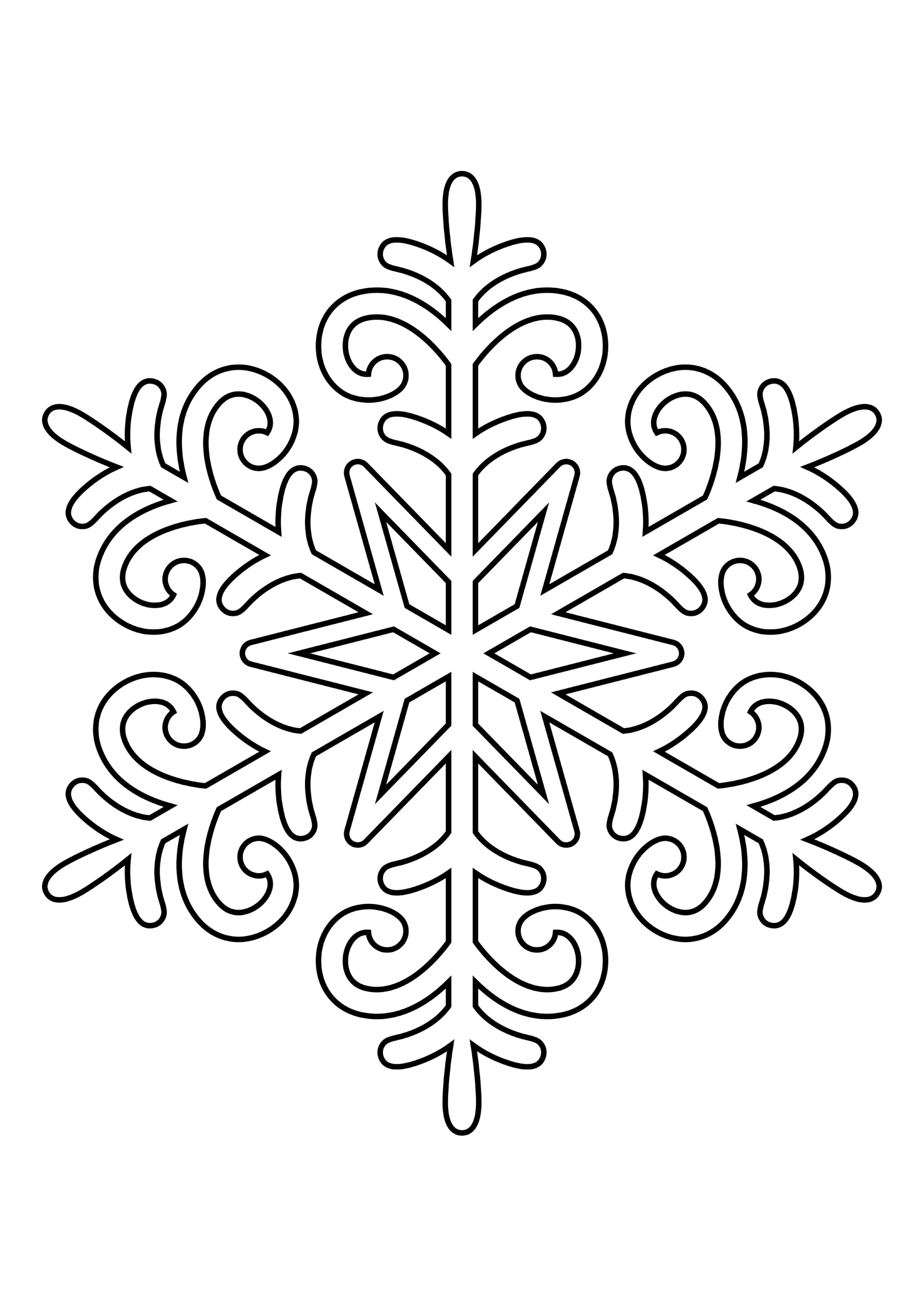 Шаблон для вырезания Снежинка с закругленными углами