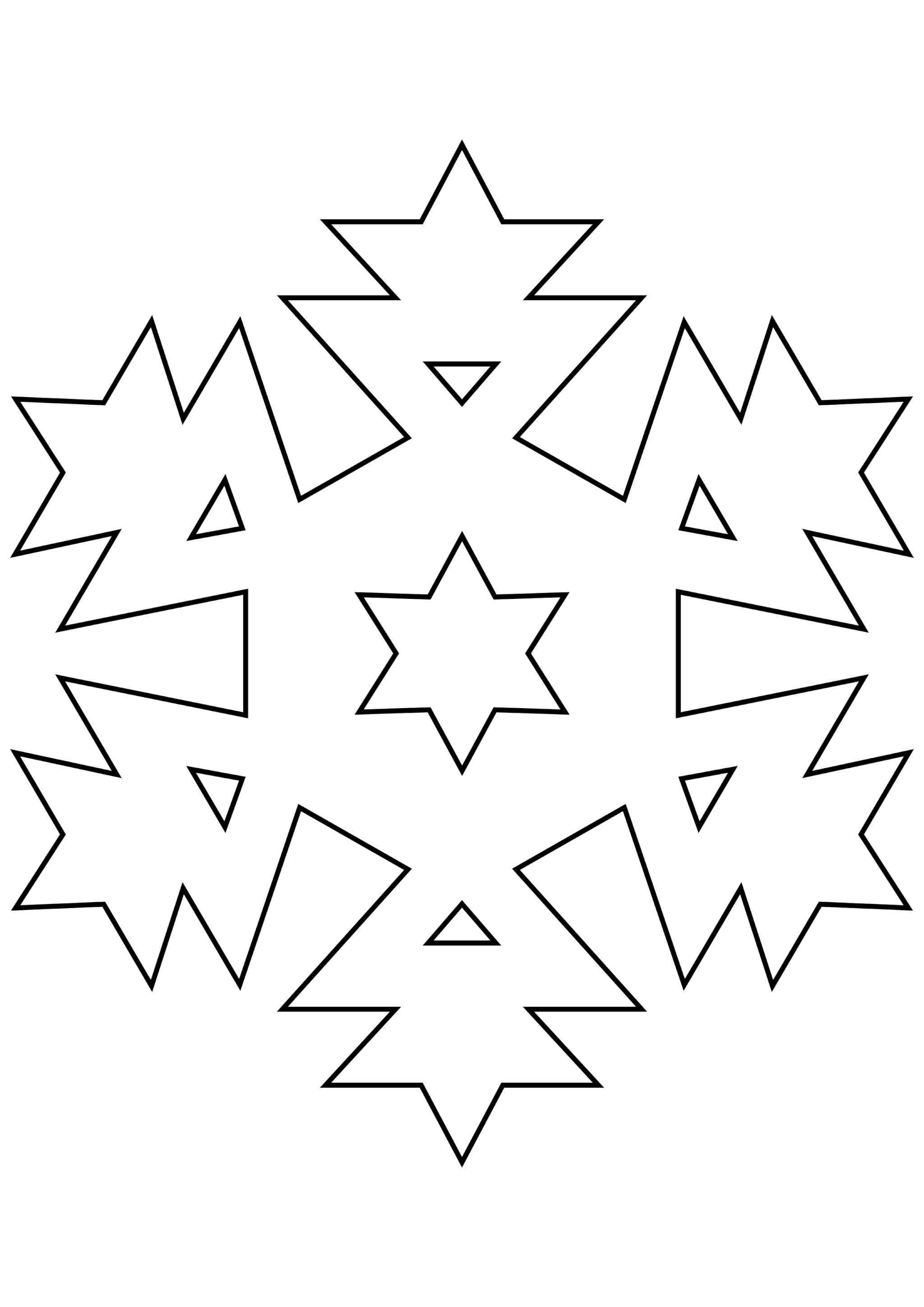 Шаблон для вырезания Снежинка из треугольников